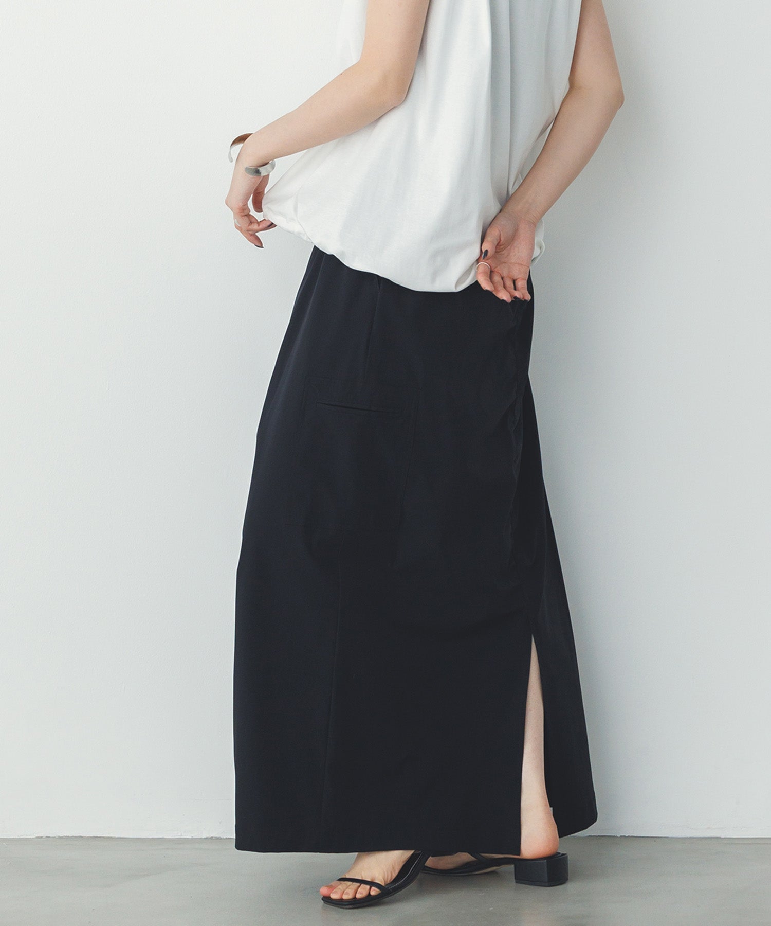 【接触冷感】シャーリング カーゴスカート