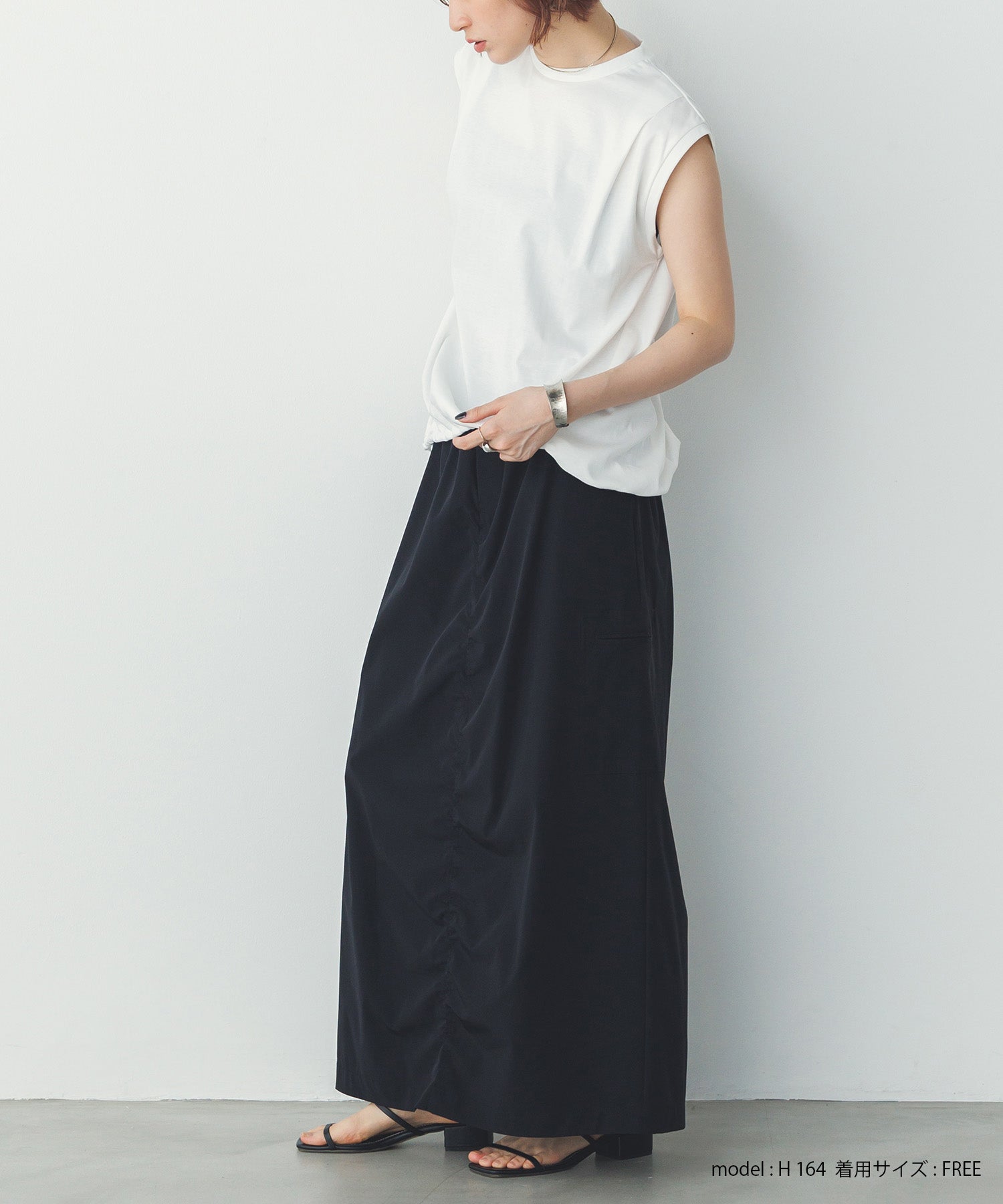 【接触冷感】シャーリング カーゴスカート