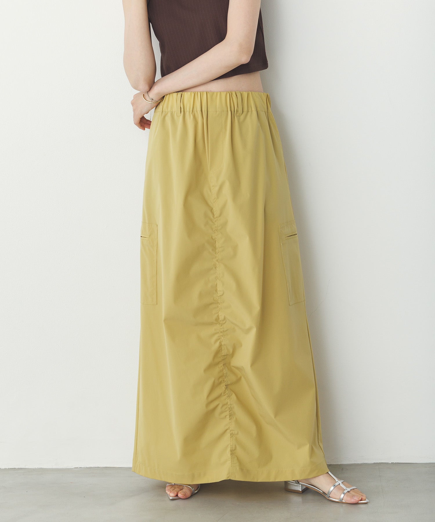 【接触冷感】シャーリング カーゴスカート