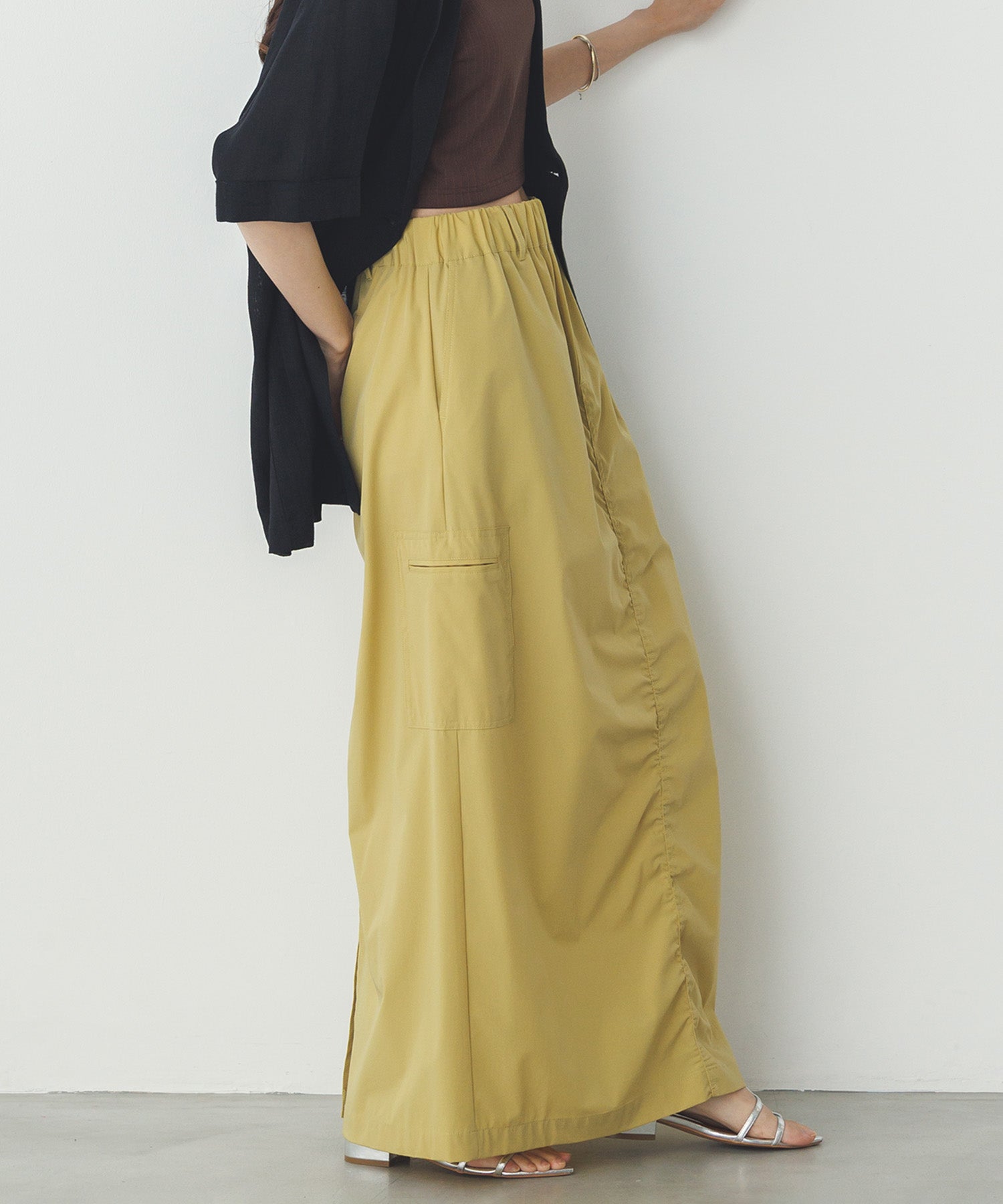 【接触冷感】シャーリング カーゴスカート