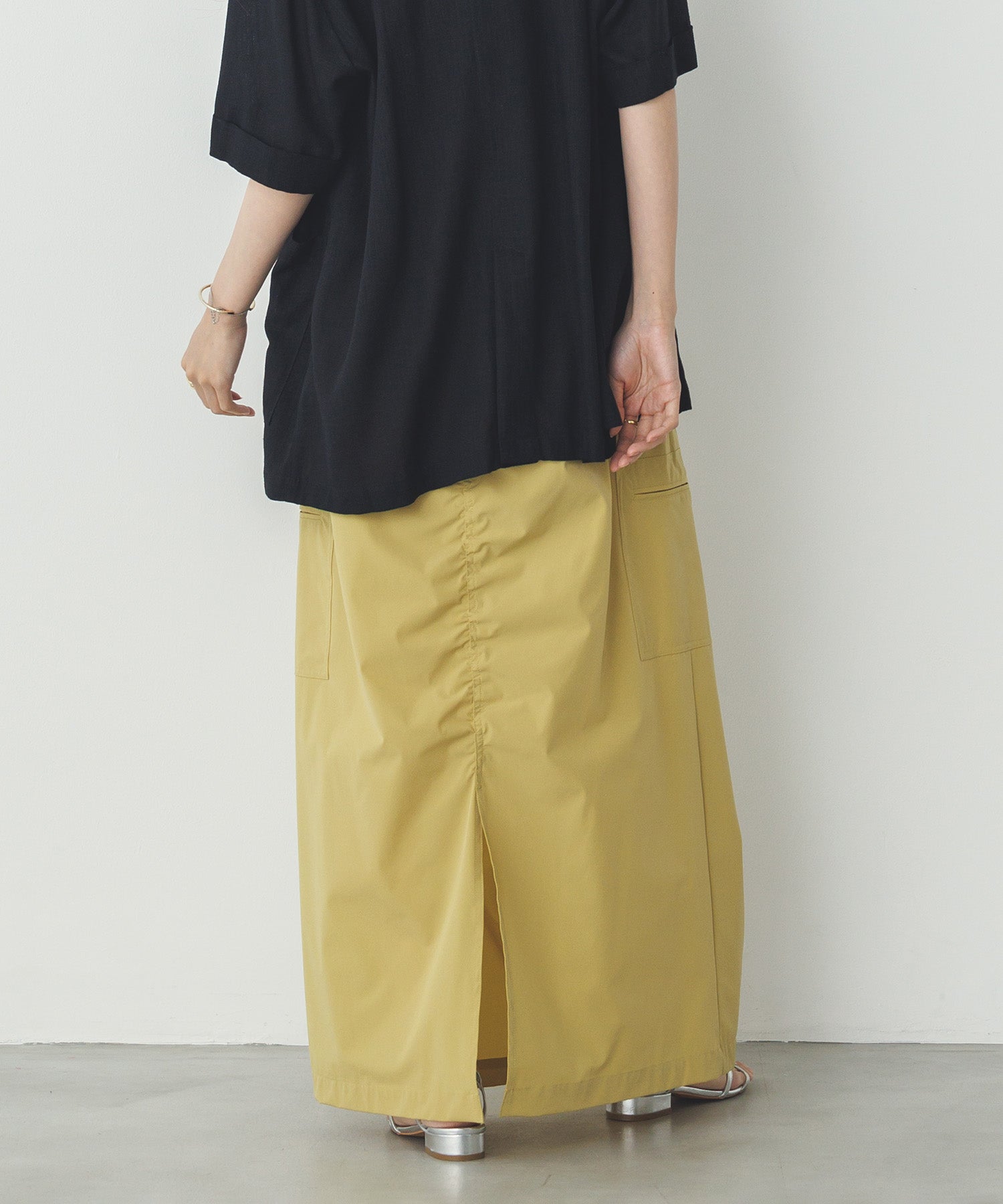 【接触冷感】シャーリング カーゴスカート