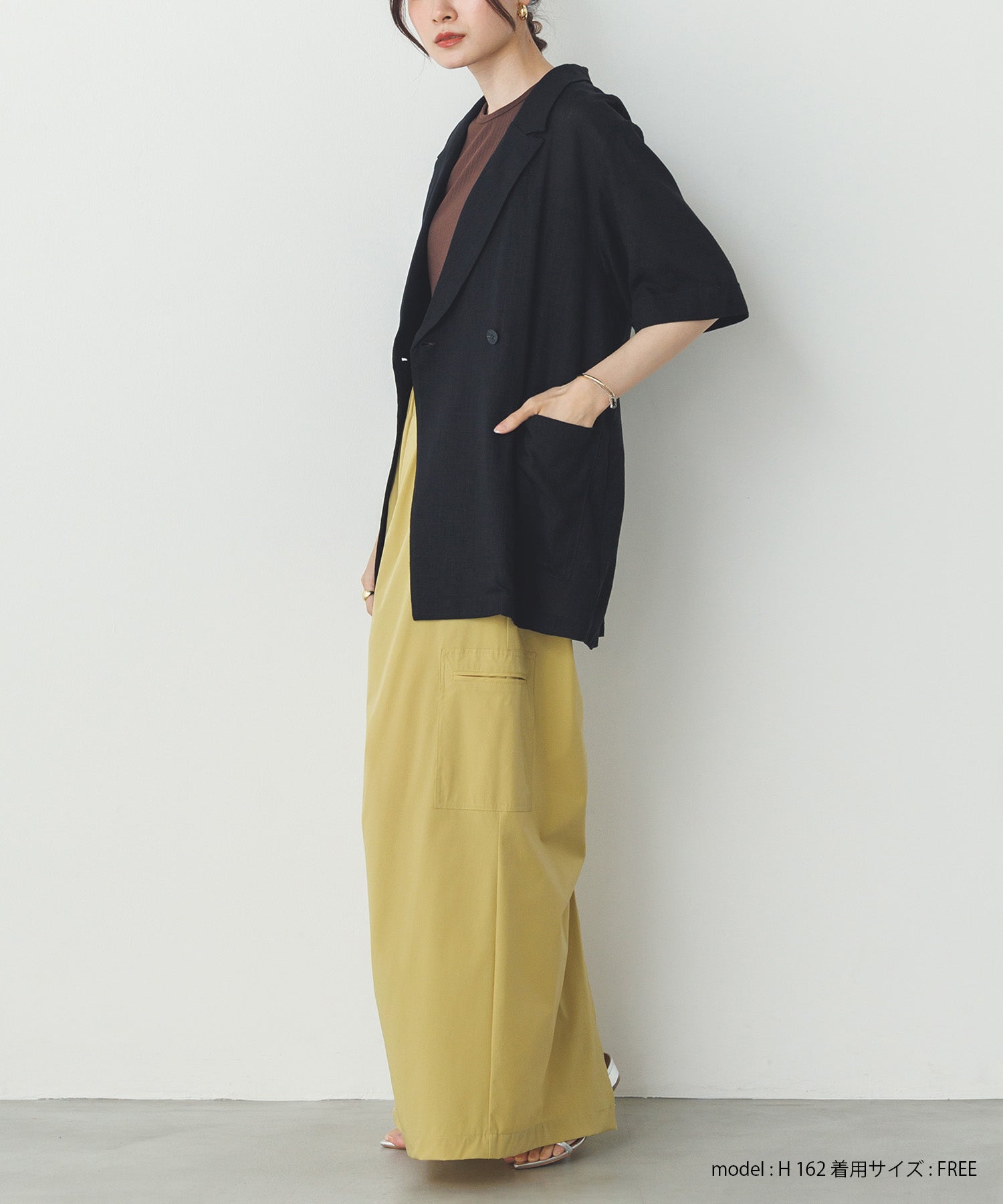 【接触冷感】シャーリング カーゴスカート