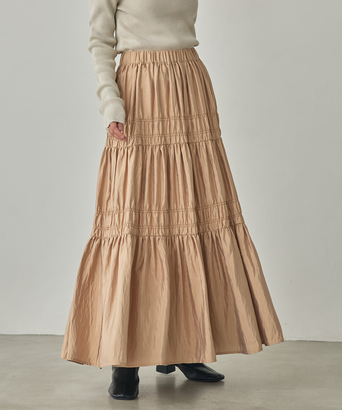 CHAMBRAY GATHERED SKIRT