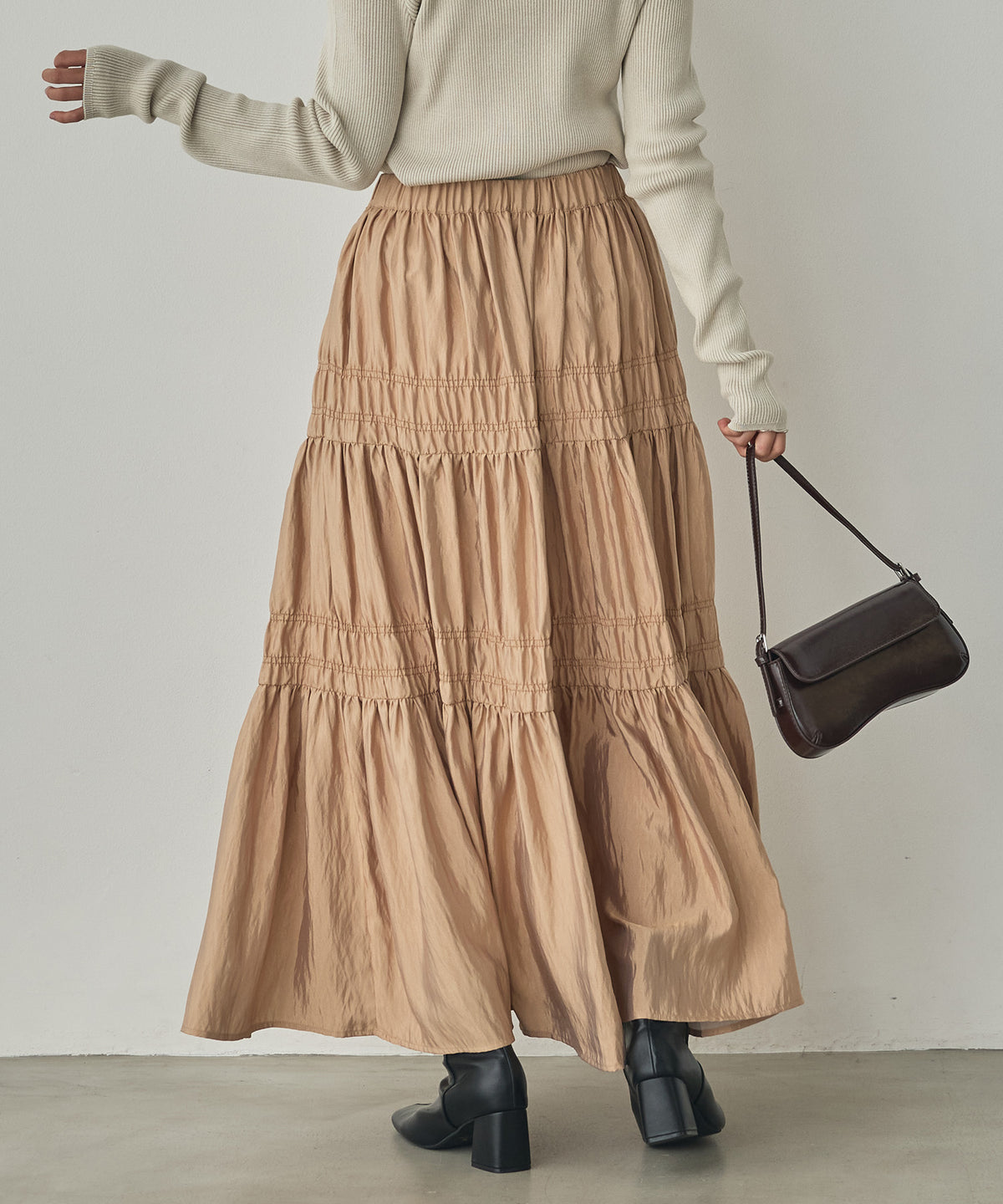CHAMBRAY GATHERED SKIRT