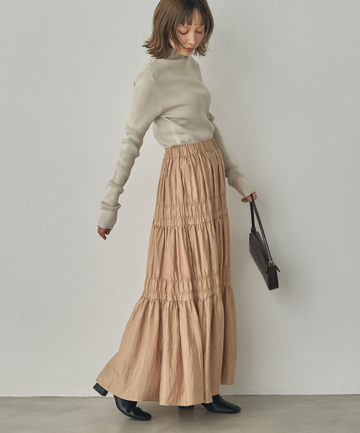 CHAMBRAY GATHERED SKIRT