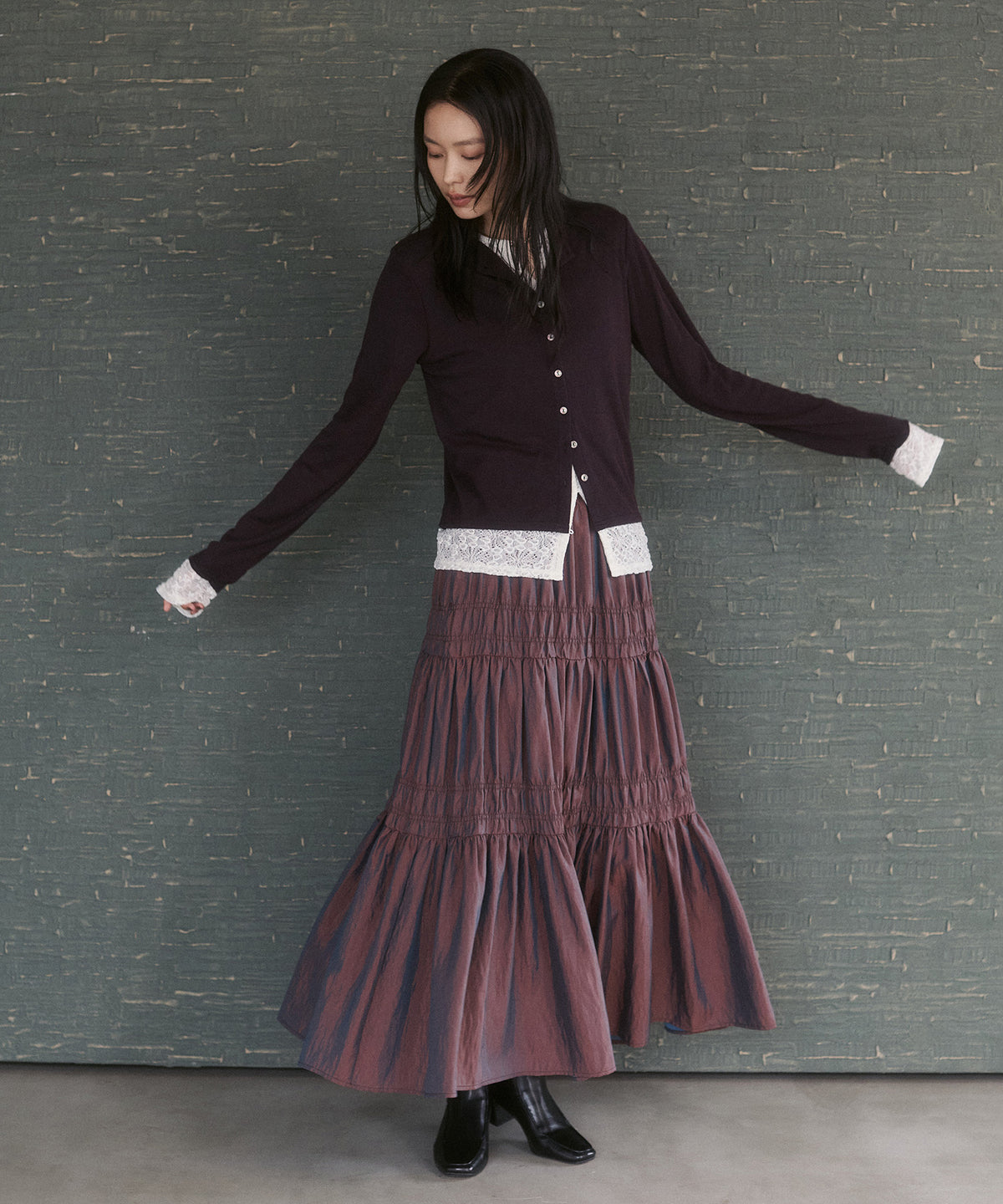 CHAMBRAY GATHERED SKIRT