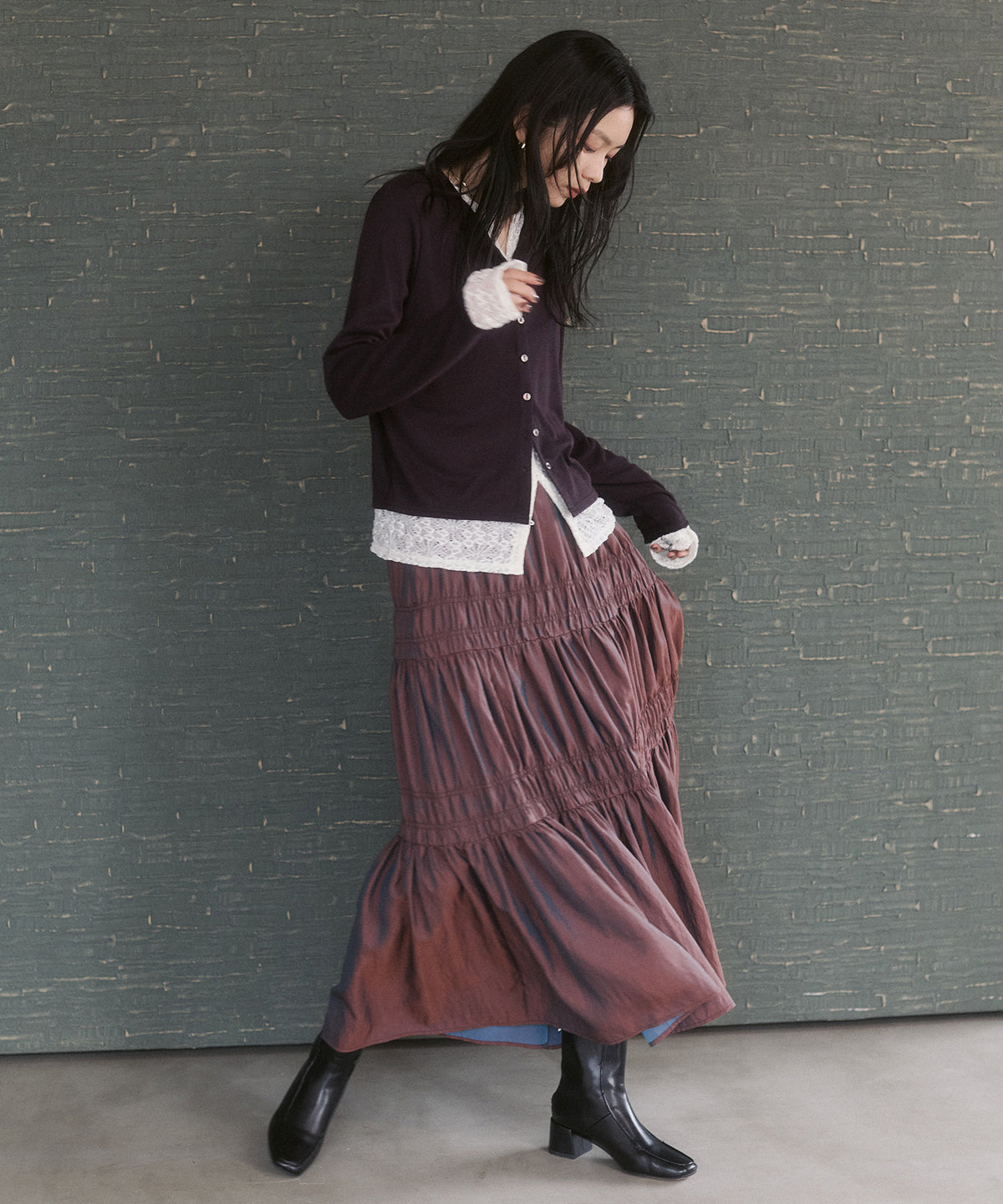 CHAMBRAY GATHERED SKIRT