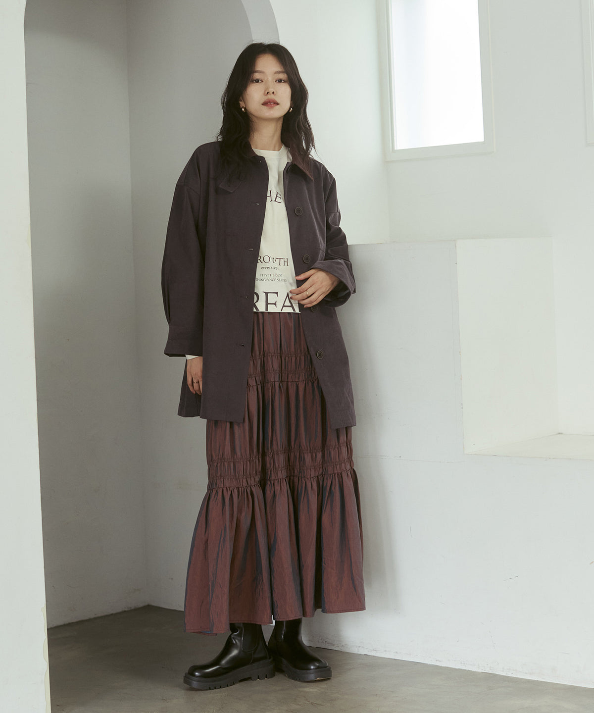 CHAMBRAY GATHERED SKIRT