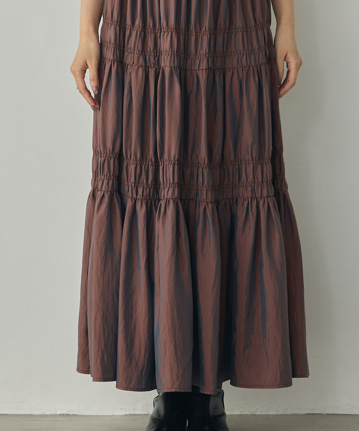 CHAMBRAY GATHERED SKIRT