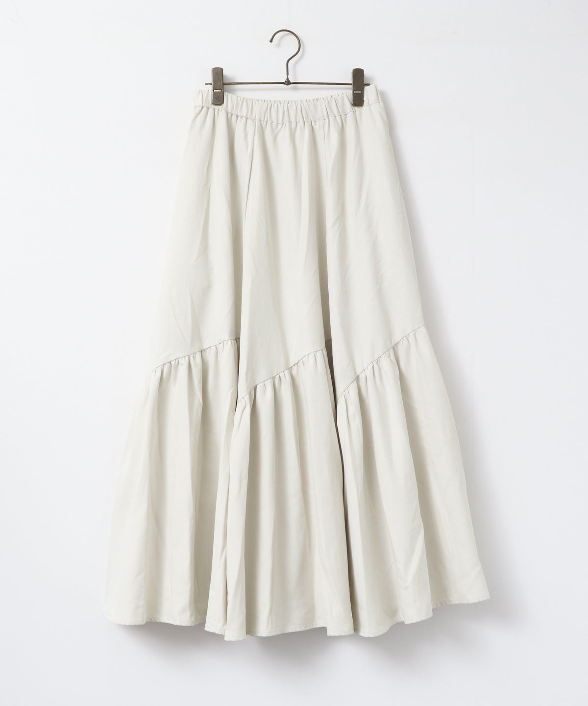PEACH-TONED BRUSHED FABRIC TIERED SKIRT