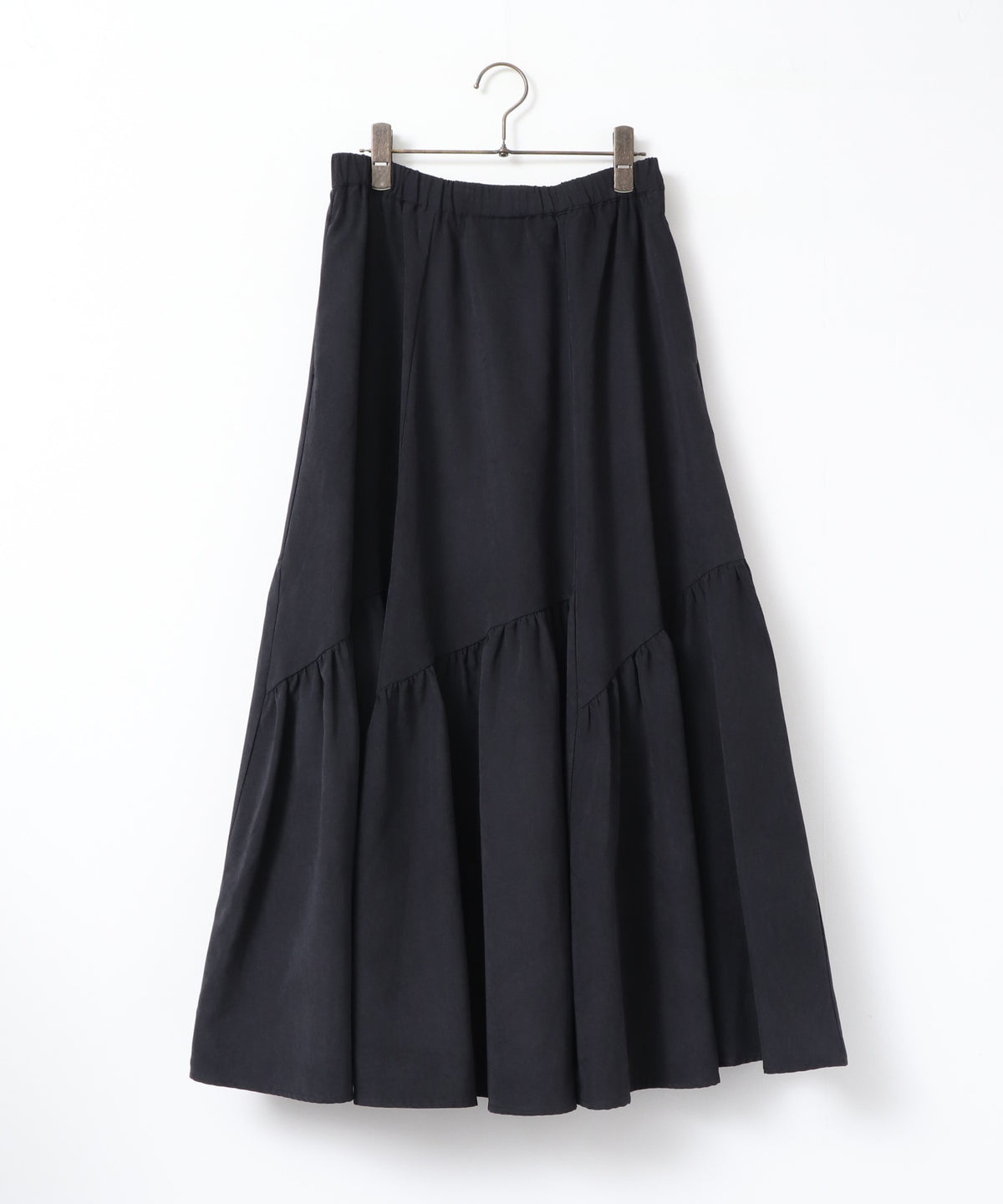 PEACH-TONED BRUSHED FABRIC TIERED SKIRT
