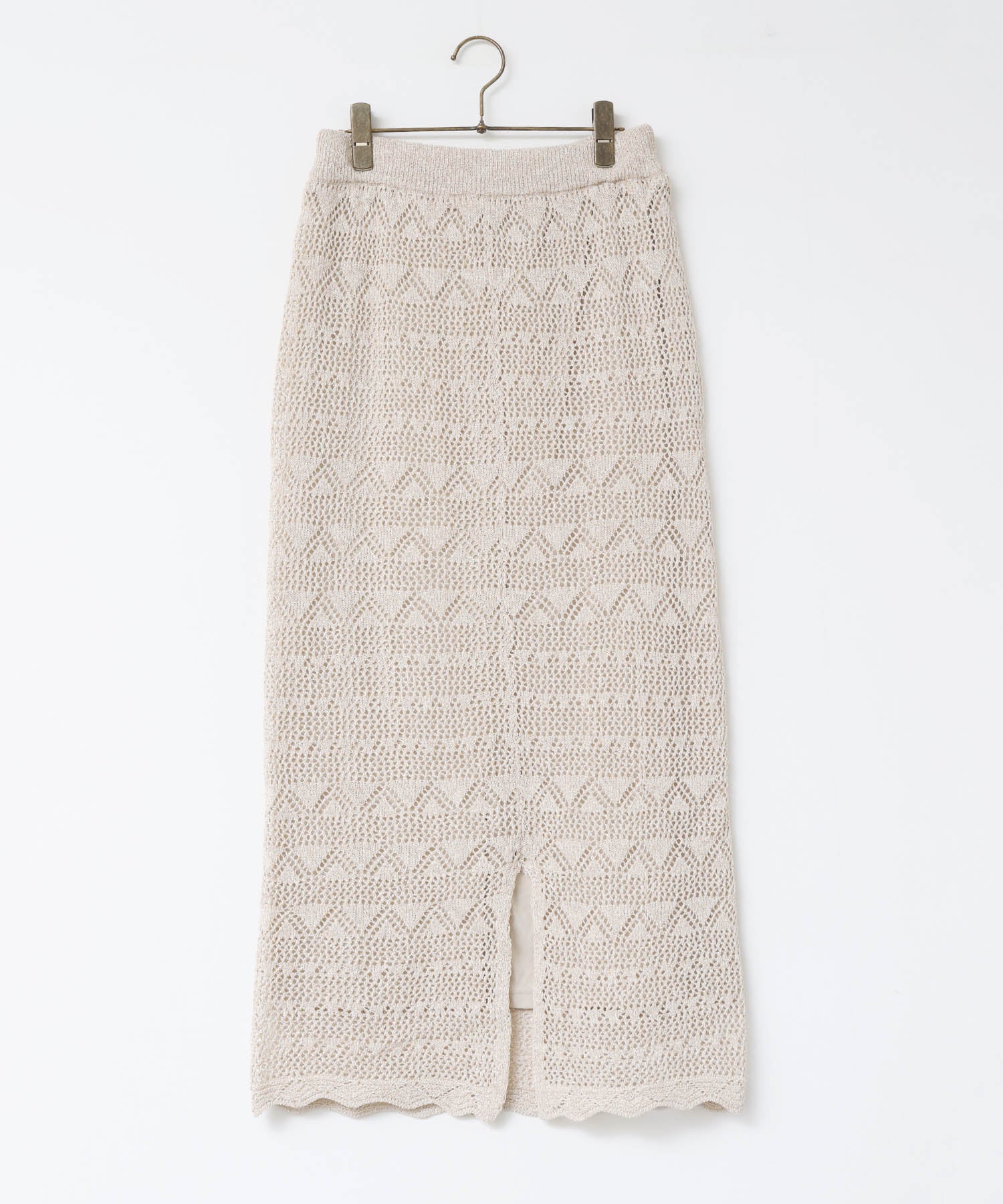 ペーパーヤーン 透かし編み ニットナロースカート