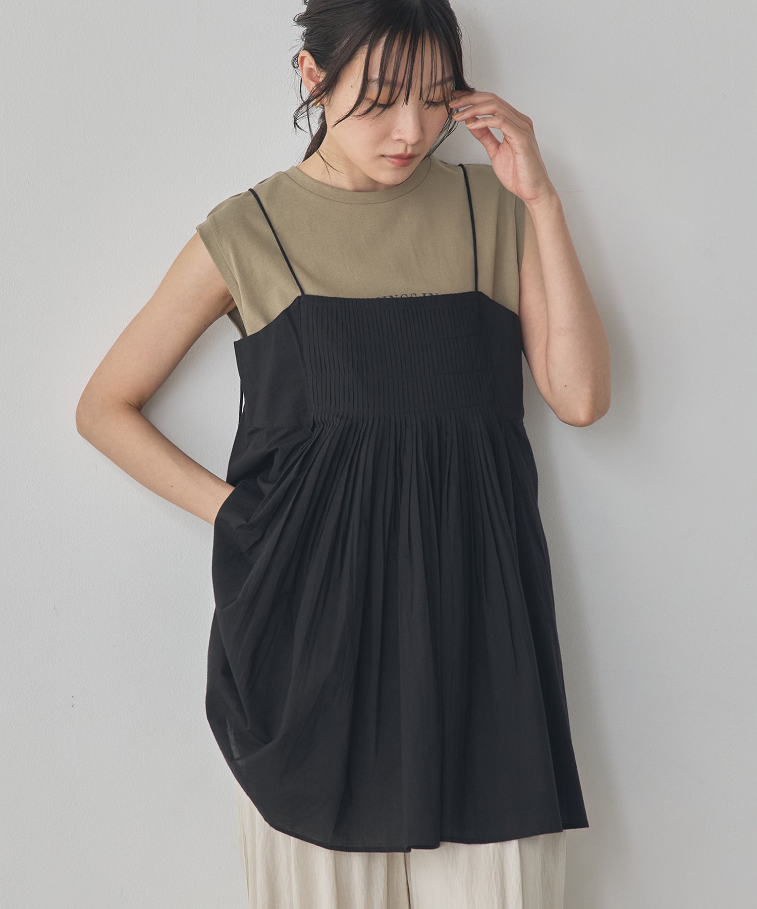 TUCKED-GATHERED OVERSIZED CAMISOLE