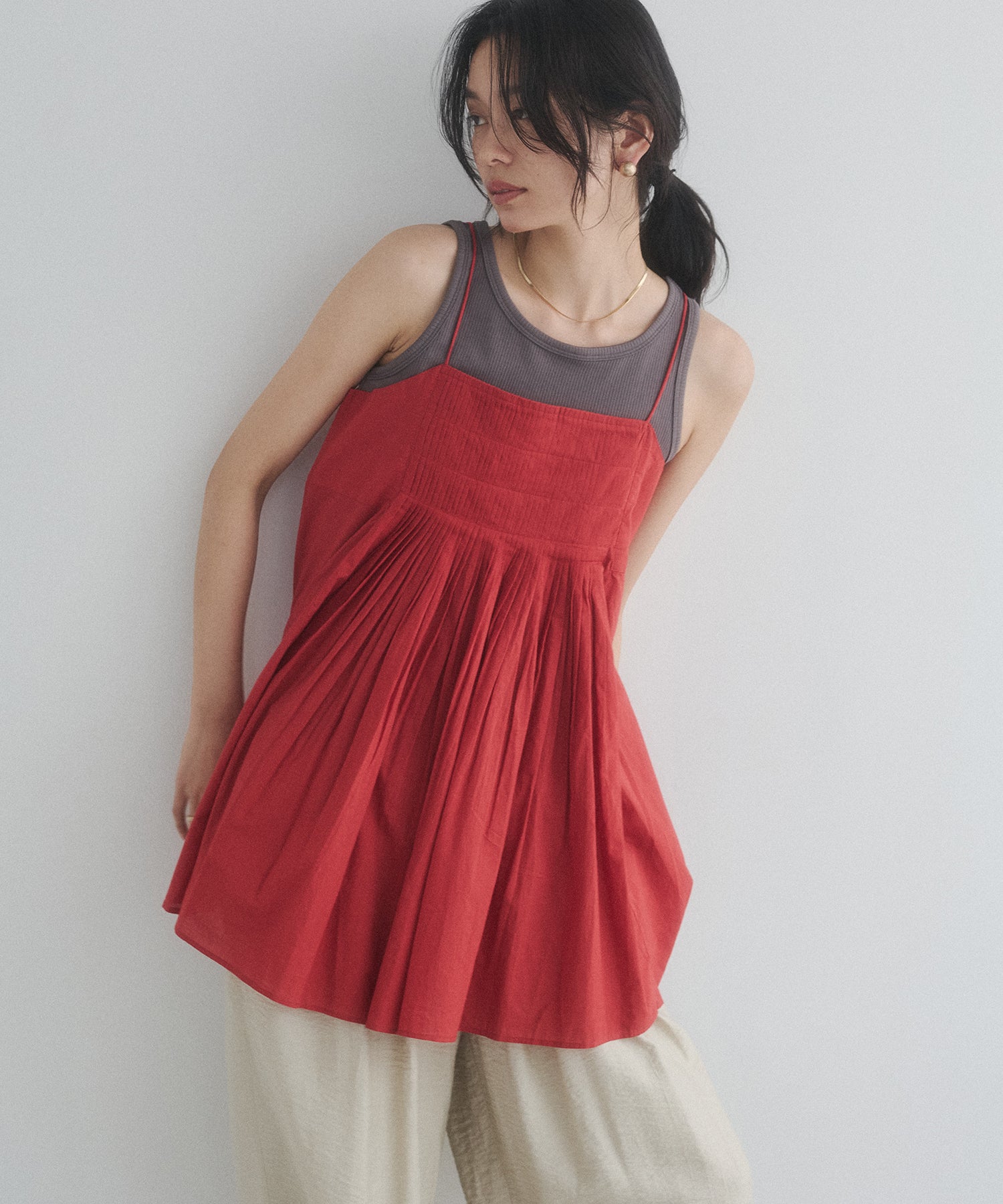 TUCKED-GATHERED OVERSIZED CAMISOLE