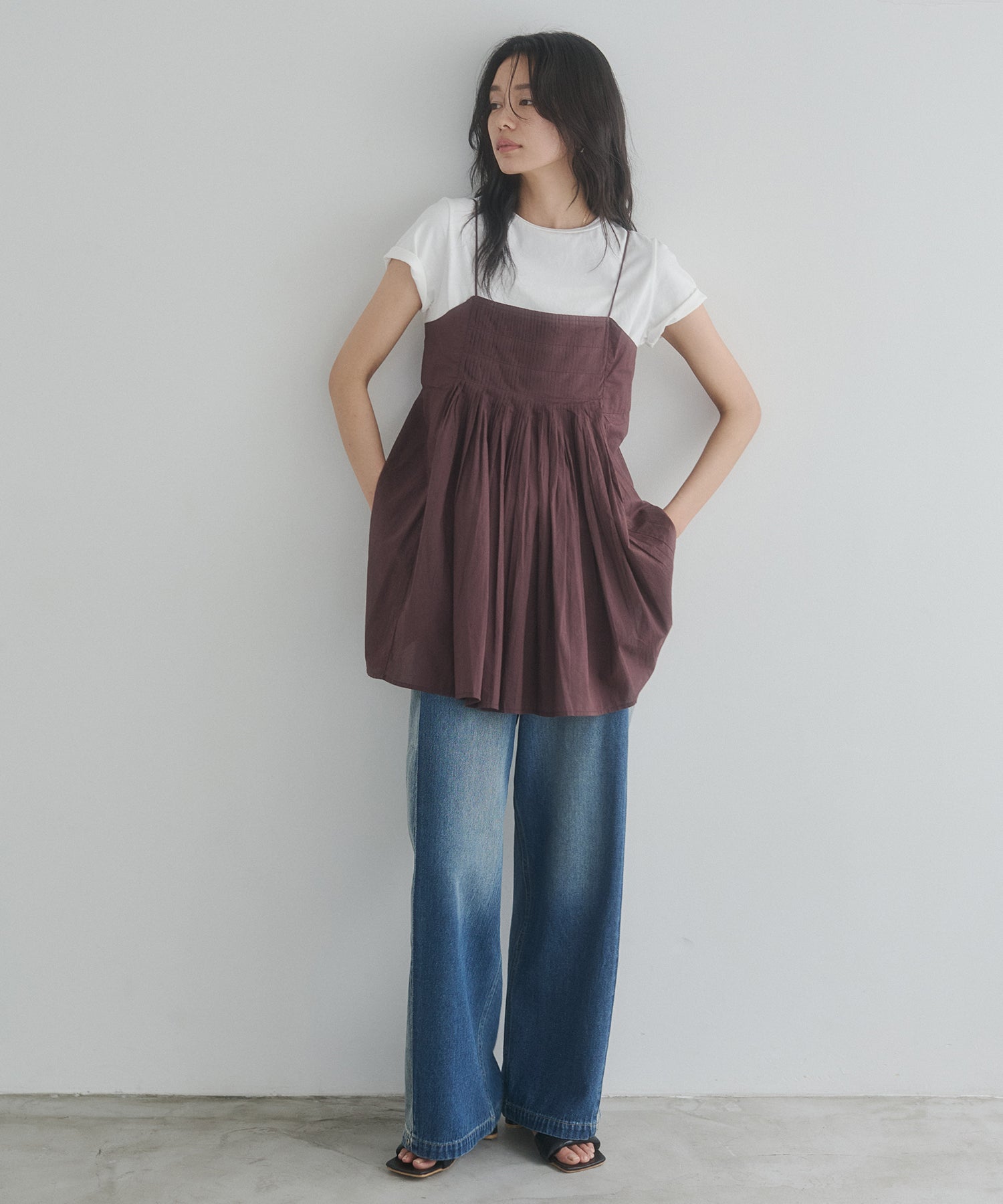 TUCKED-GATHERED OVERSIZED CAMISOLE