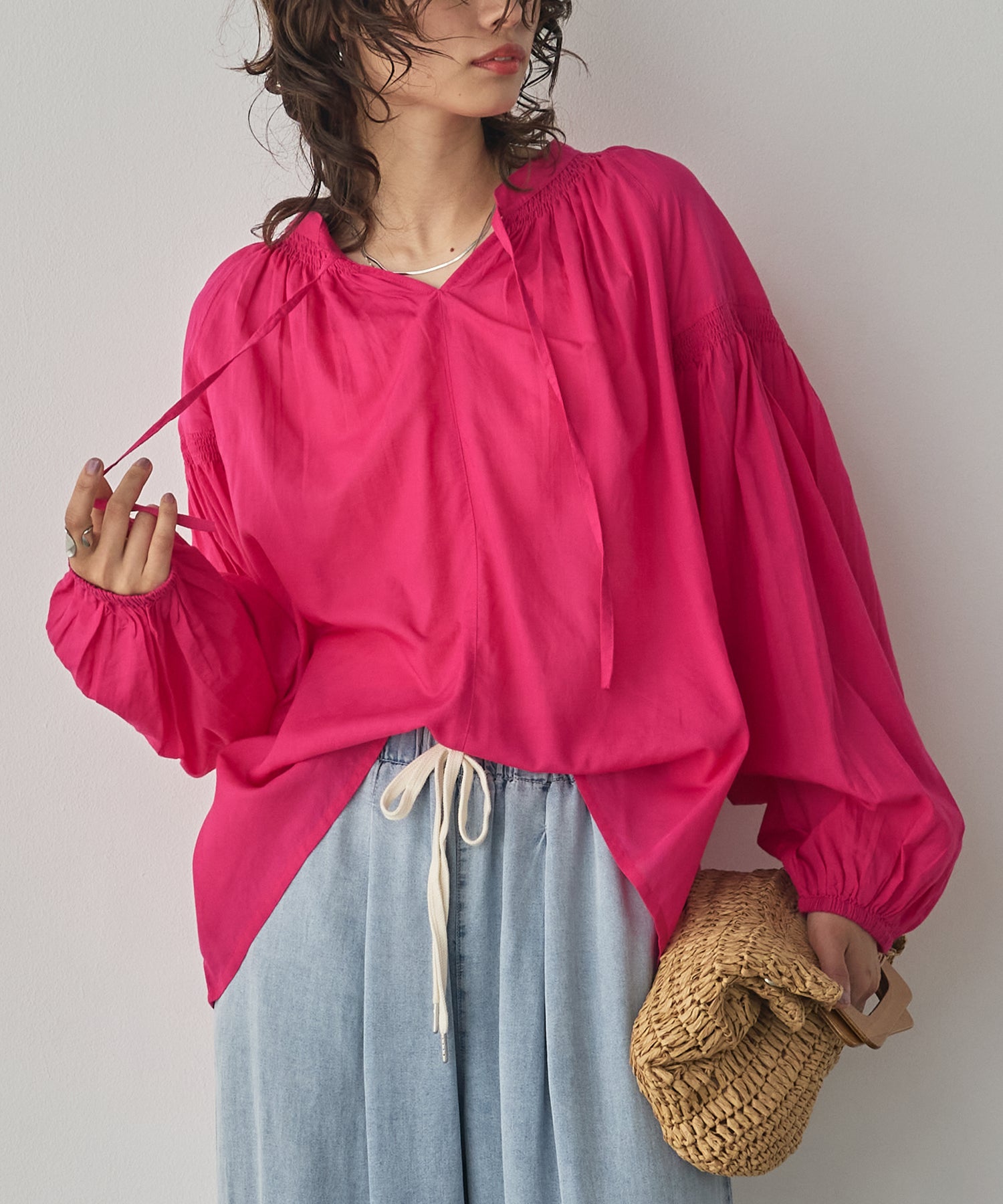 SUSHIBOYL SMOCKED GATHERED BLOUSE