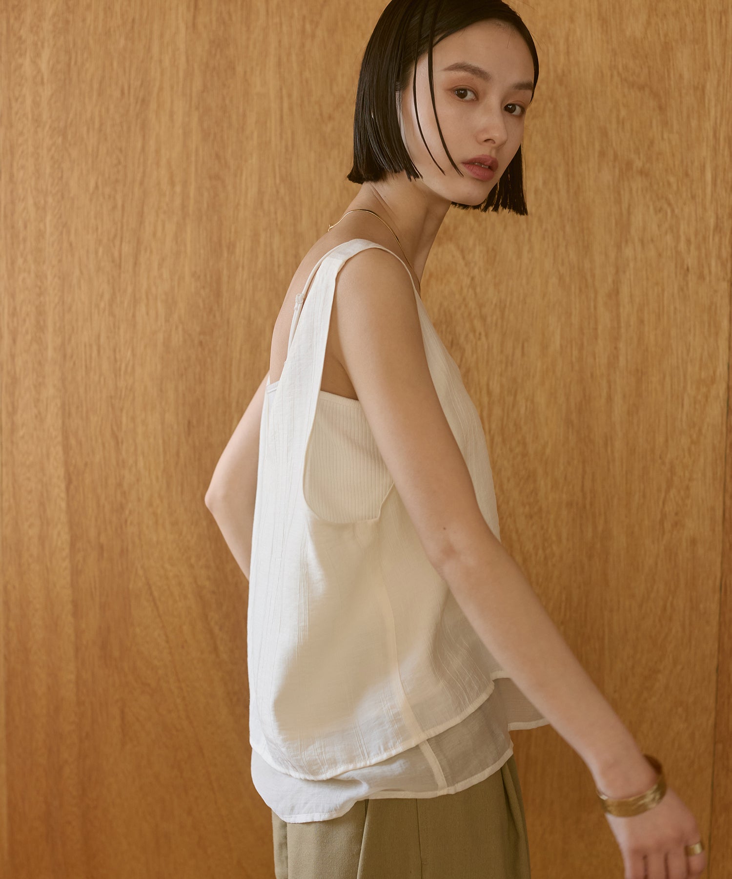 ワッシャーサテン ゆるタンクトップ