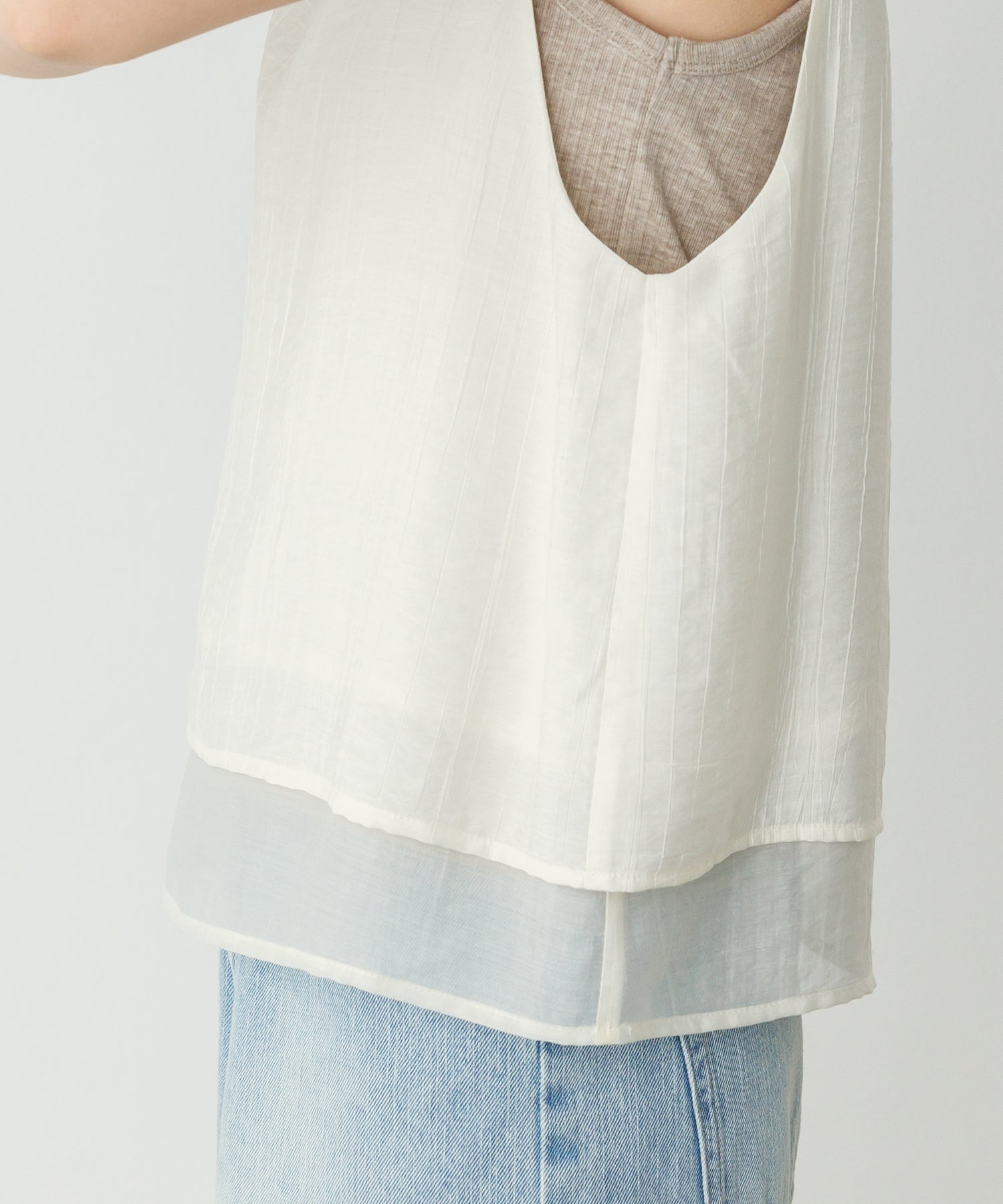 ワッシャーサテン ゆるタンクトップ