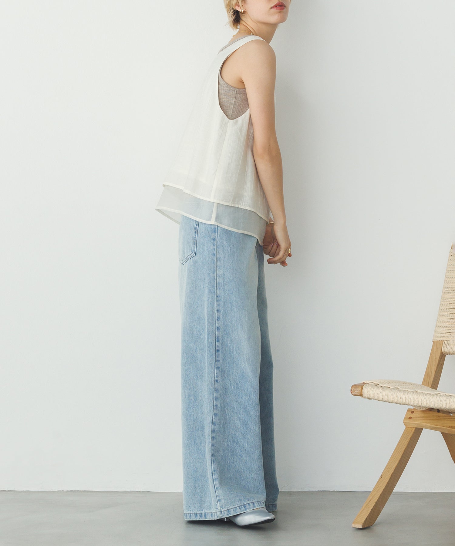 ワッシャーサテン ゆるタンクトップ