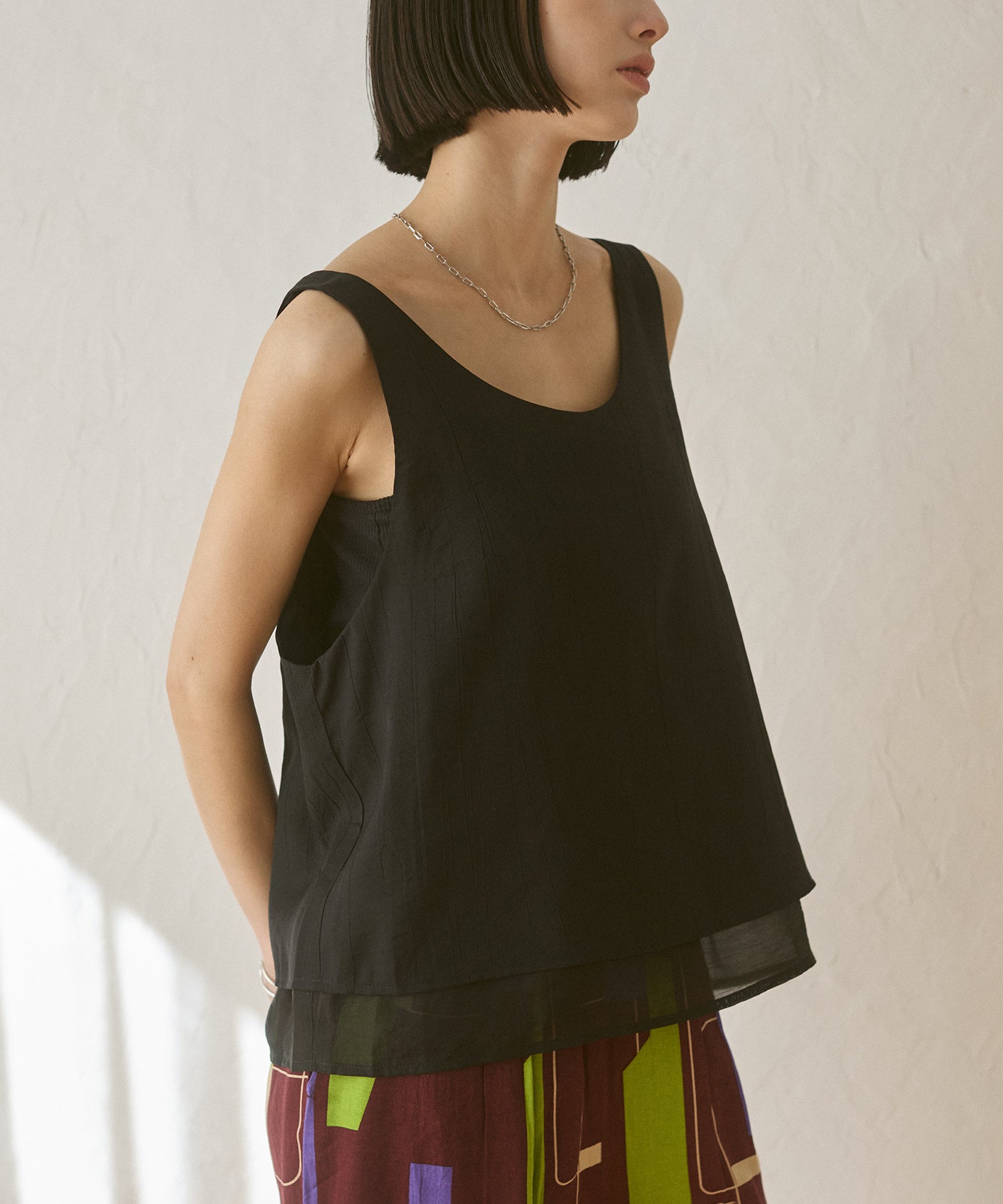 ワッシャーサテン ゆるタンクトップ
