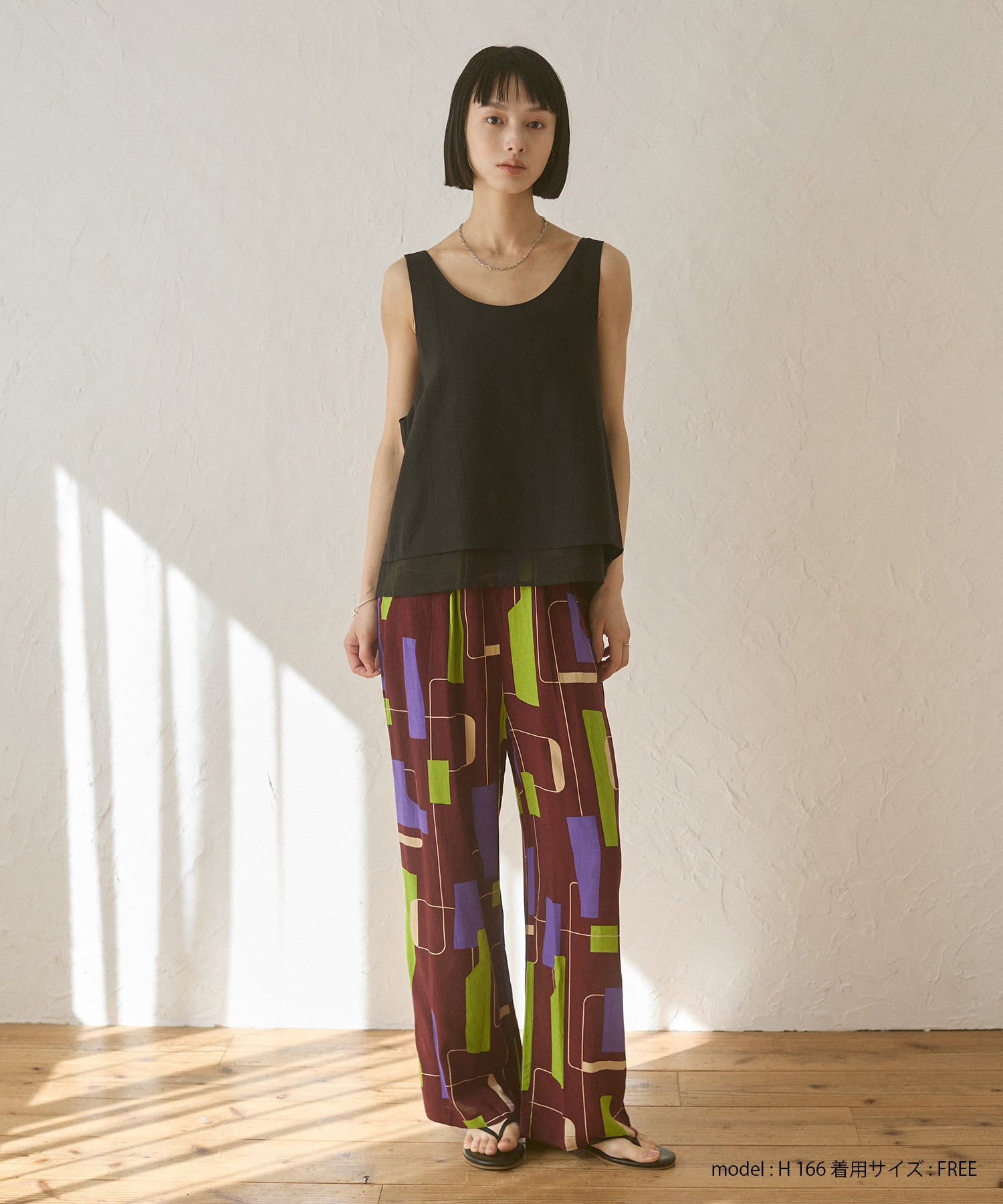 ワッシャーサテン ゆるタンクトップ