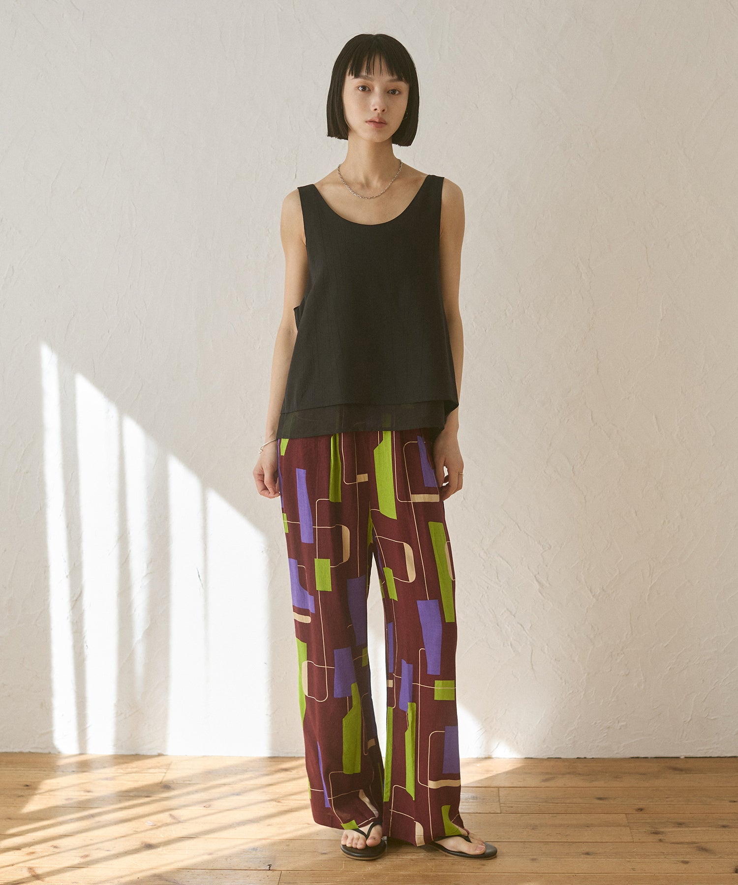 ワッシャーサテン ゆるタンクトップ