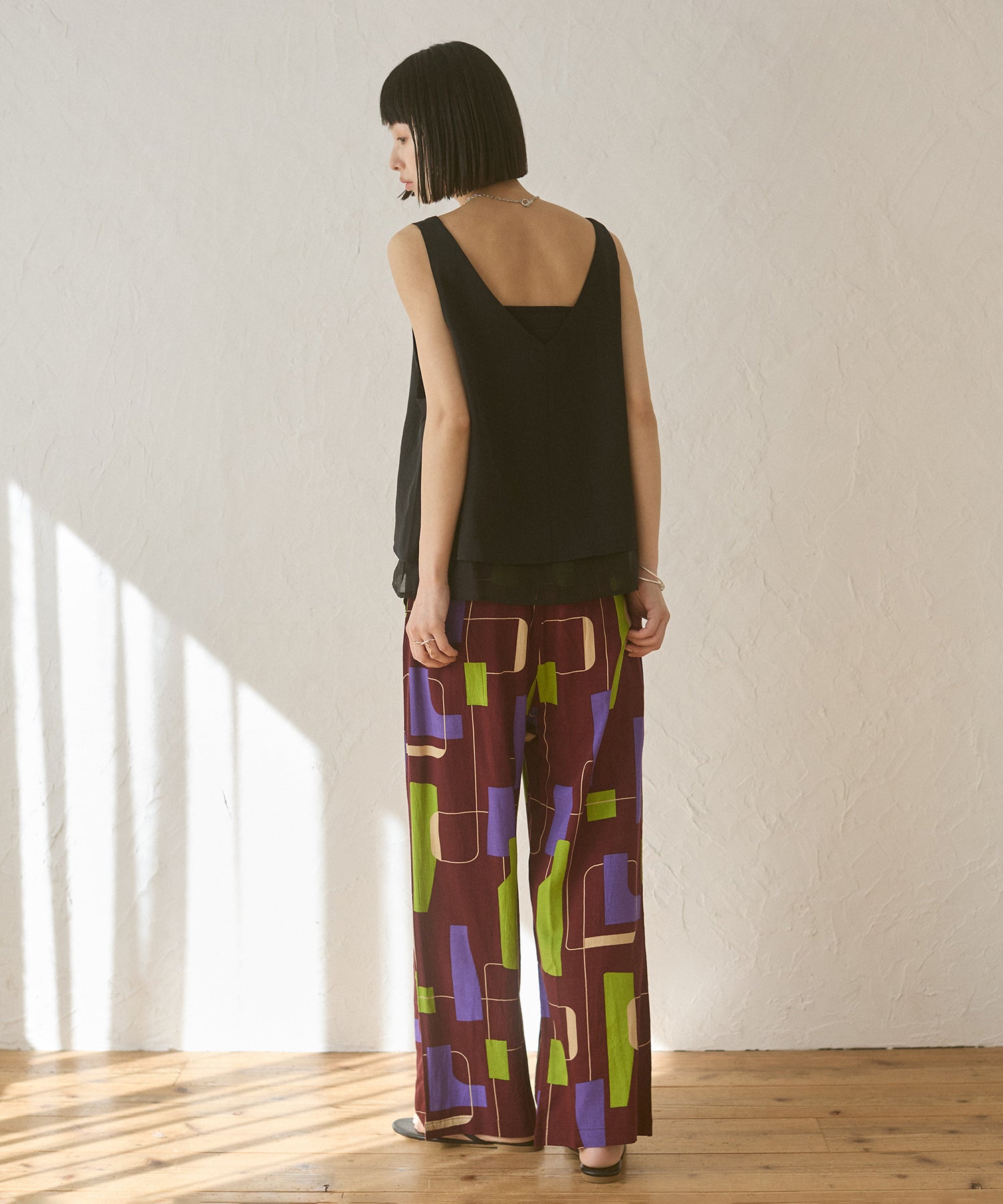 ワッシャーサテン ゆるタンクトップ