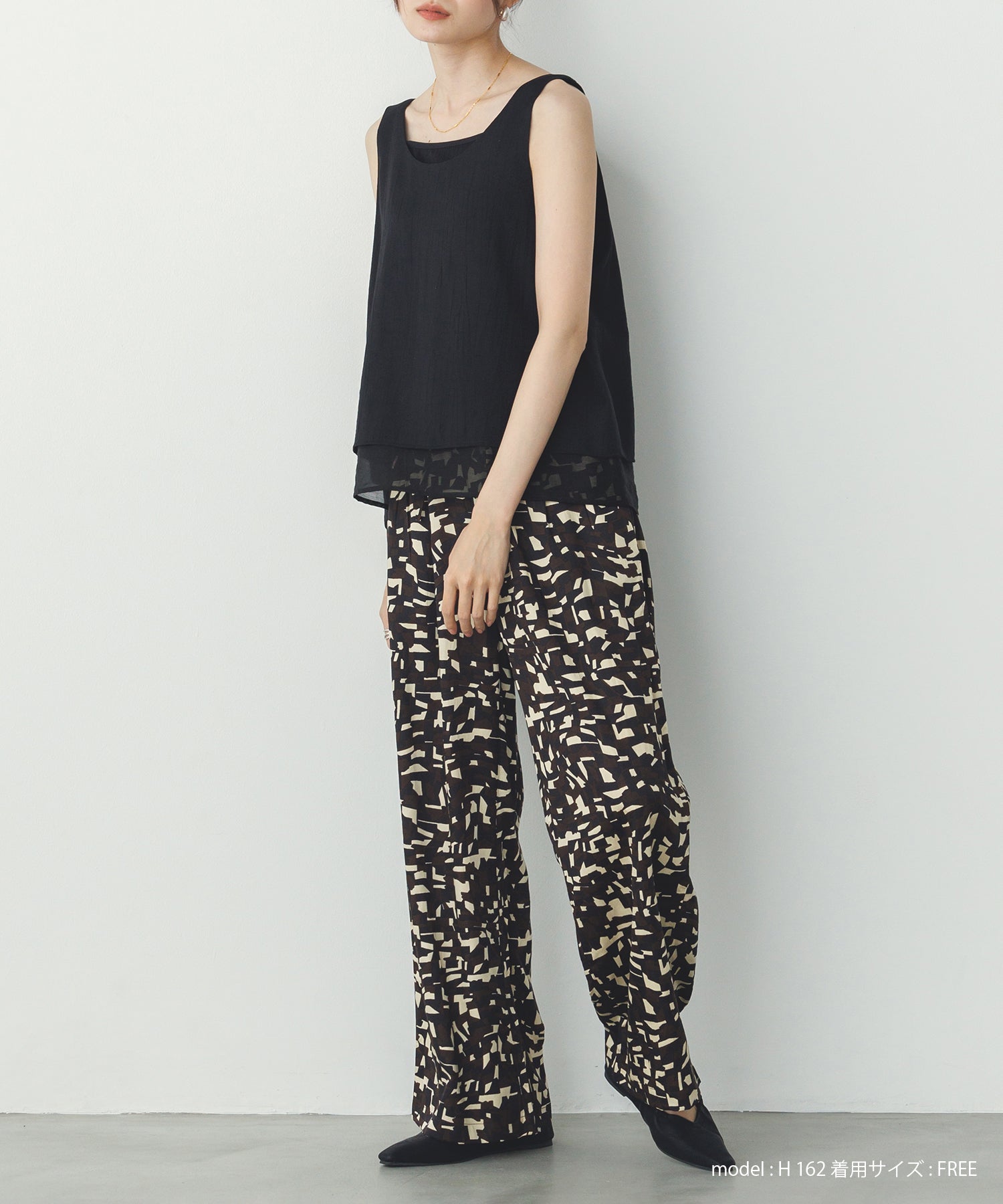 ワッシャーサテン ゆるタンクトップ