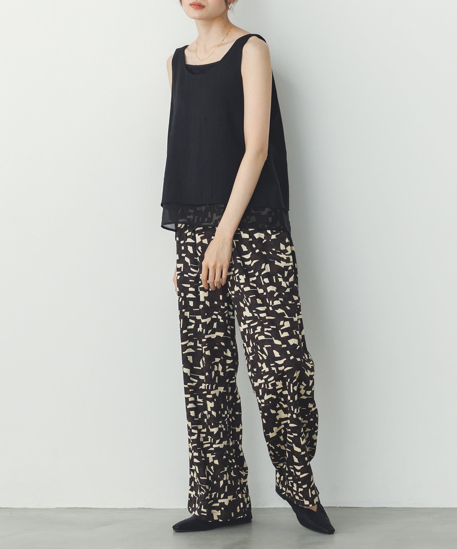 ワッシャーサテン ゆるタンクトップ