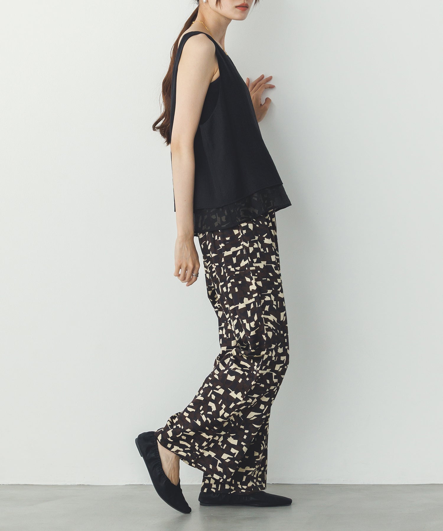 ワッシャーサテン ゆるタンクトップ