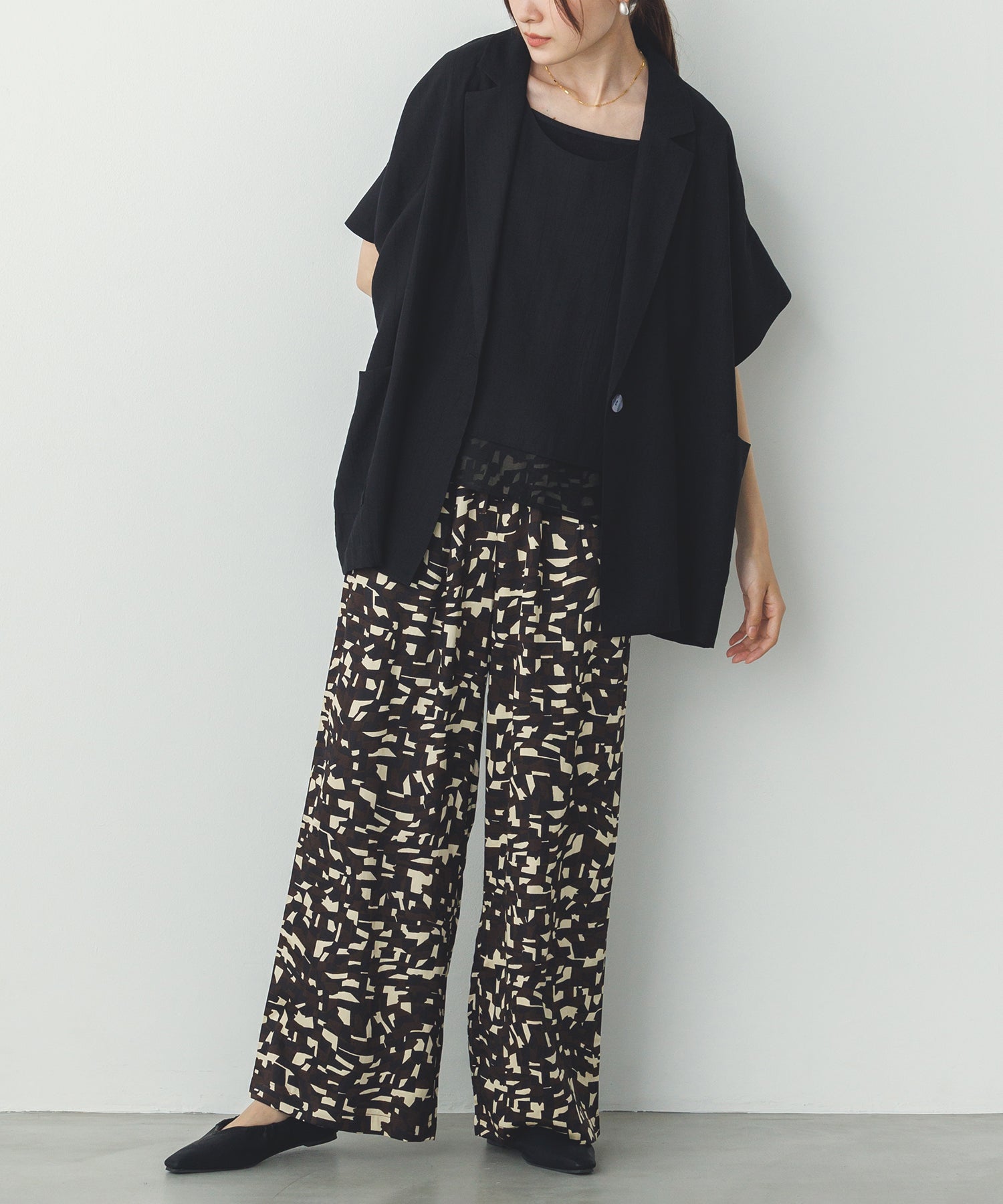 ワッシャーサテン ゆるタンクトップ