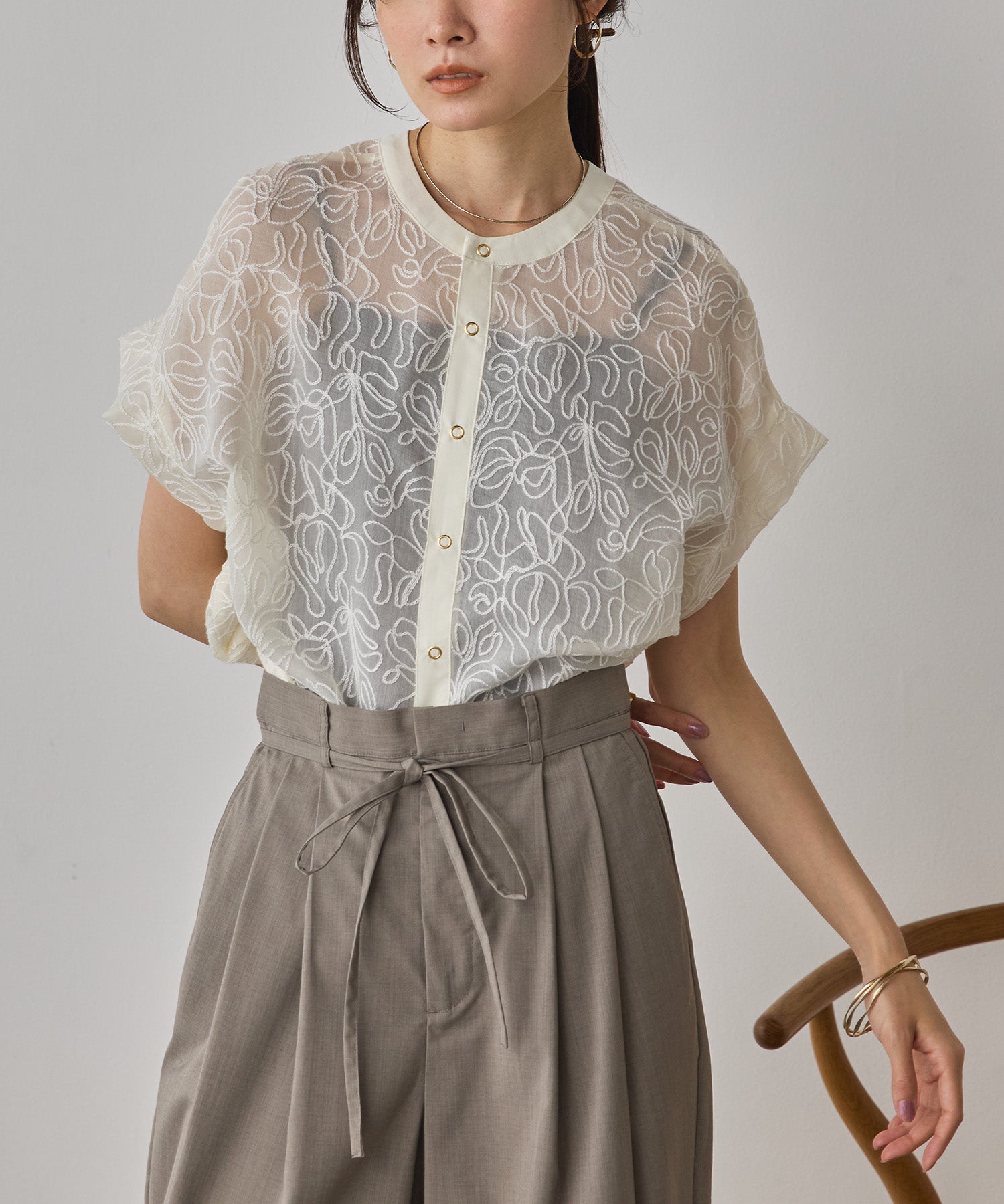 REVERSIBLE SHEER EMBROIDERED TOP