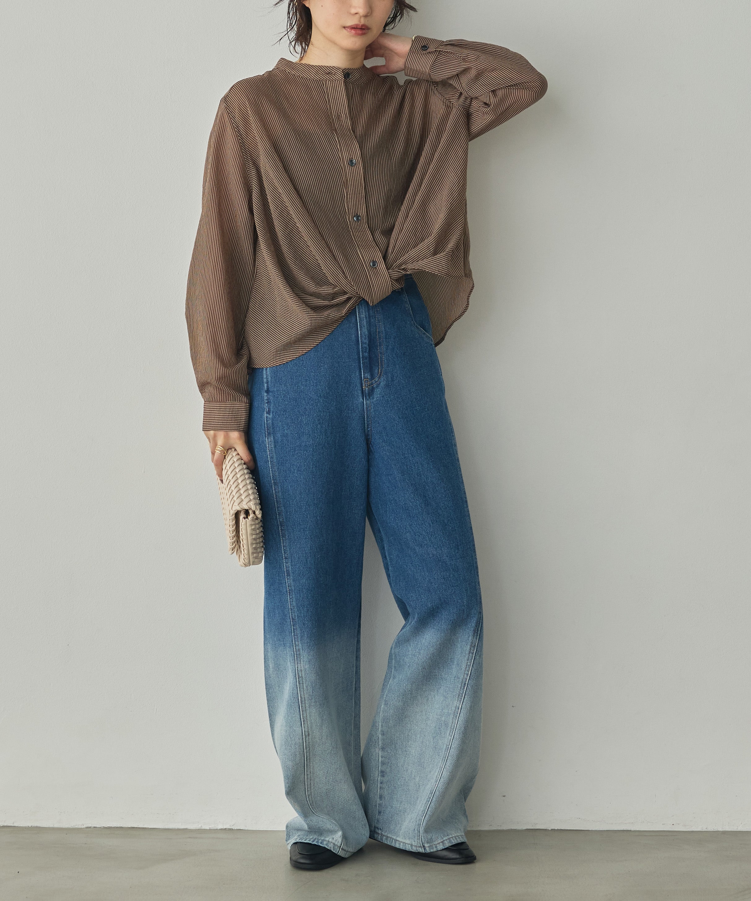 GROSGRAIN STRIPED TWIST SHIRT