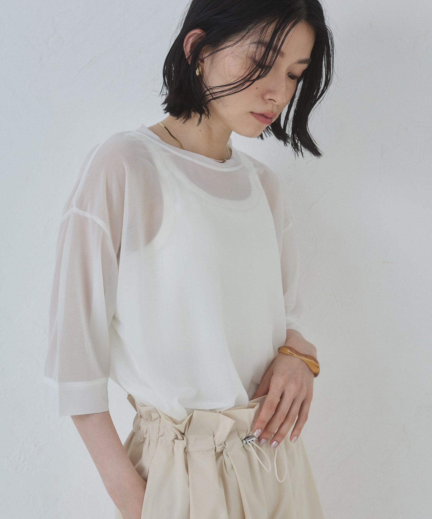 【再入荷】シアー半袖Tシャツ