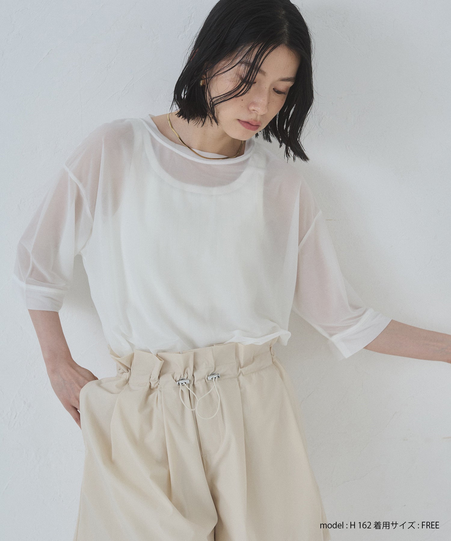 【再入荷】シアー半袖Tシャツ
