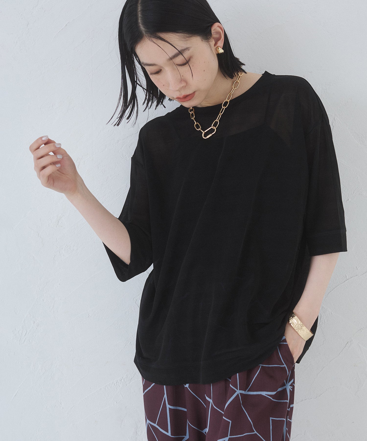 【再入荷】シアー半袖Tシャツ