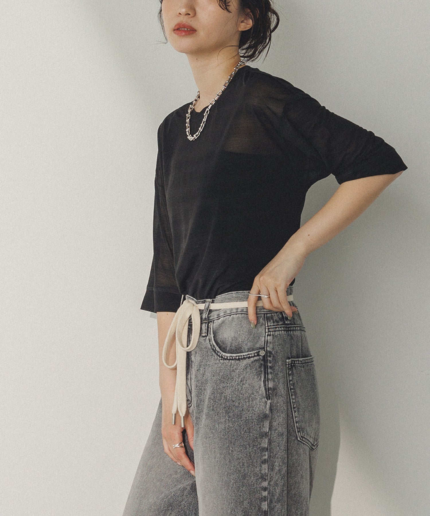 【再入荷】シアー半袖Tシャツ