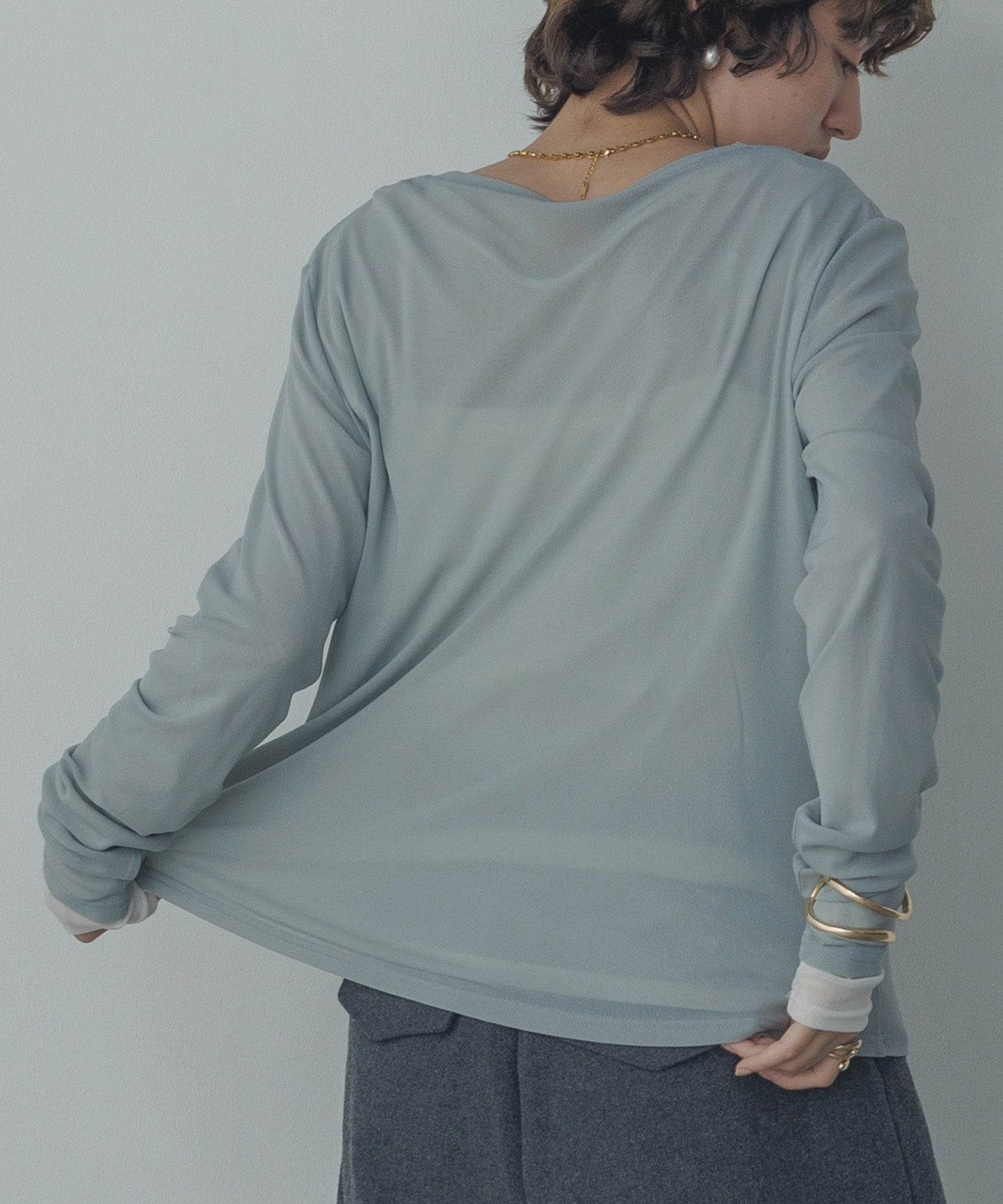 【新色追加】シアークルーネックトップス
