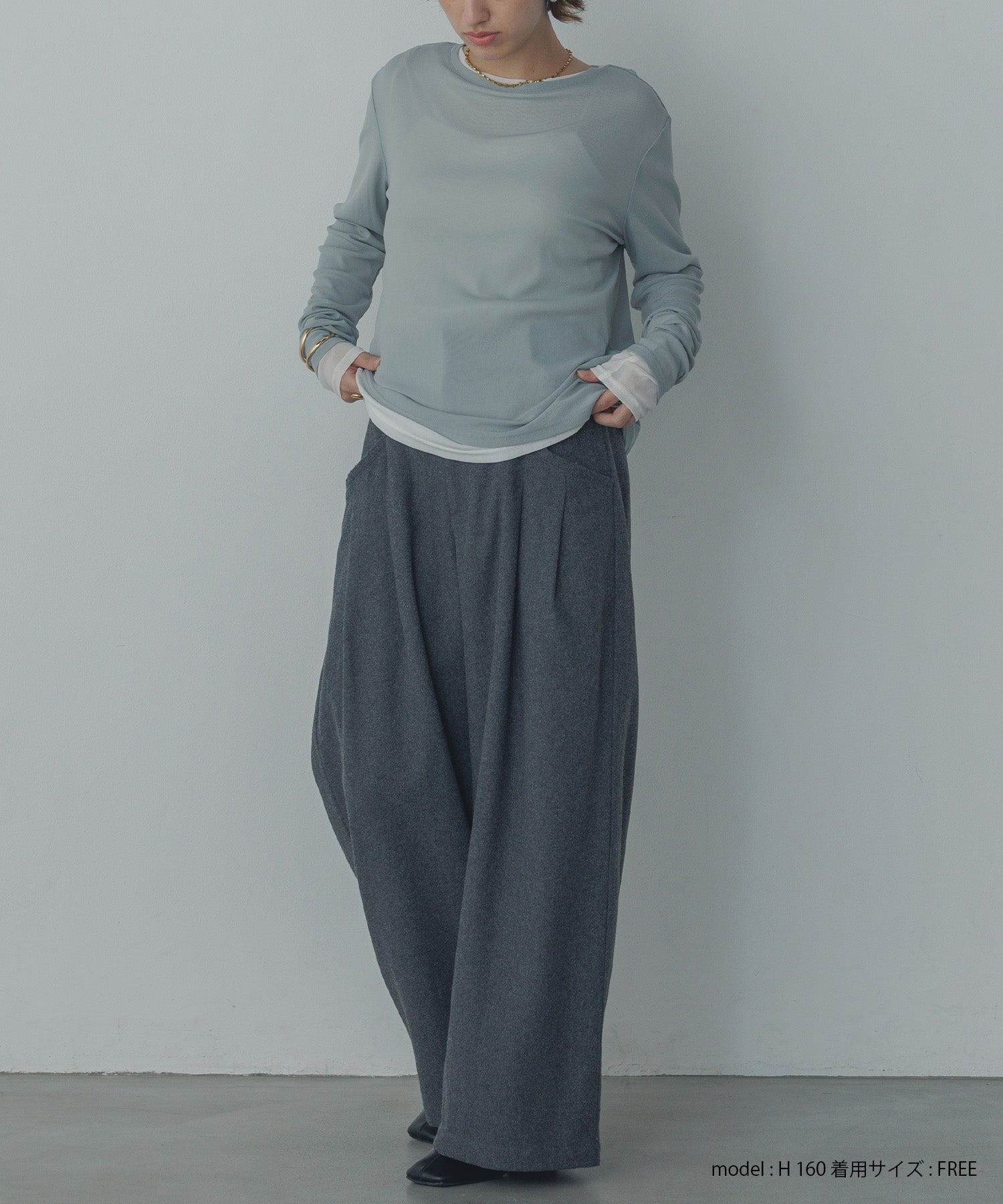 【新色追加】シアークルーネックトップス