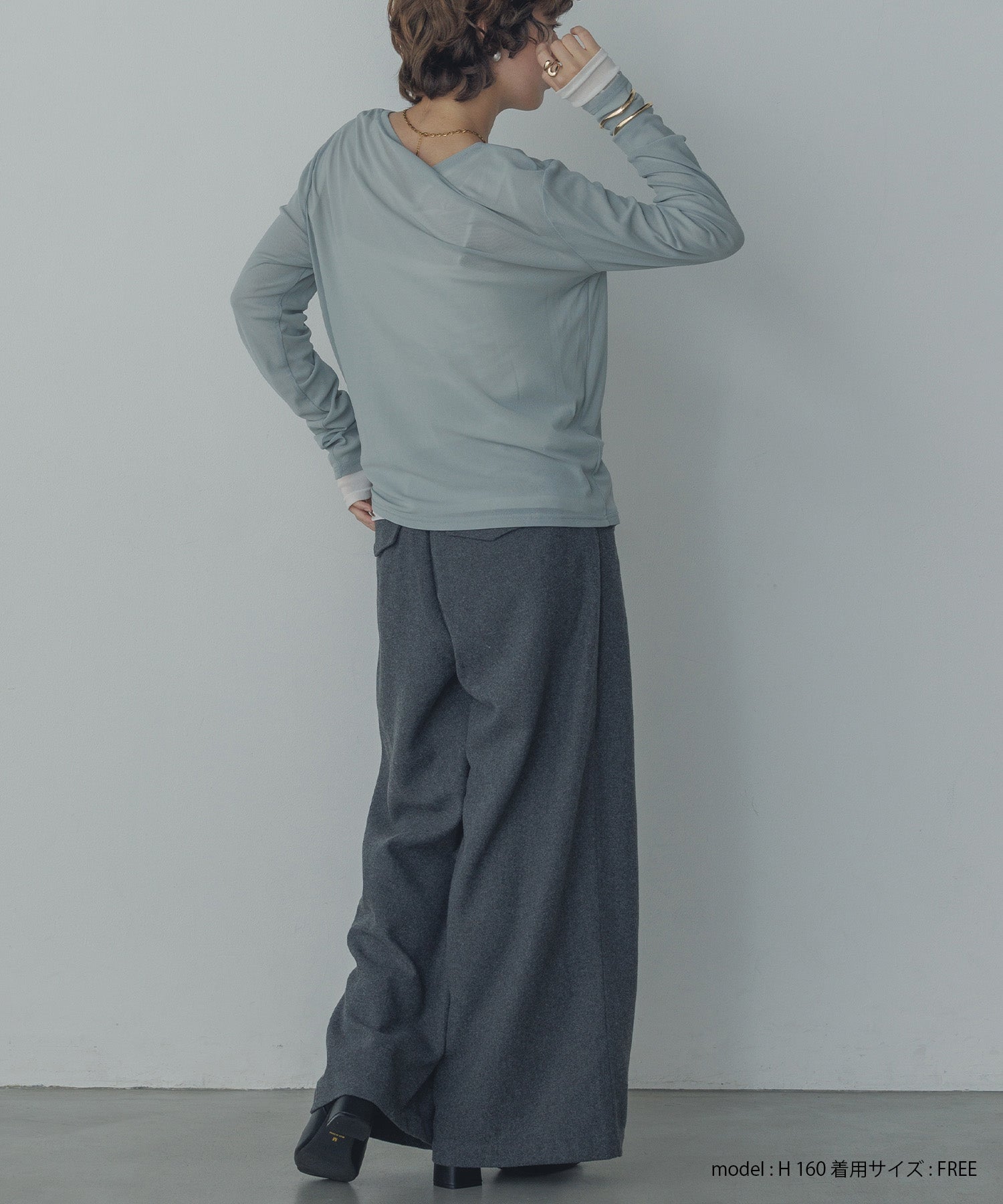 【新色追加】シアークルーネックトップス