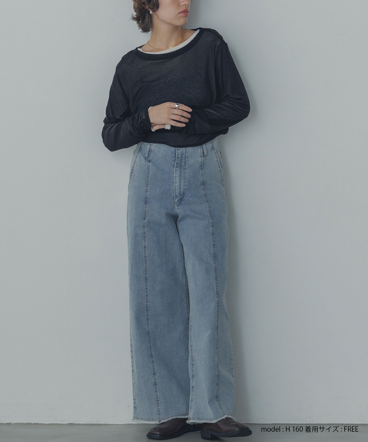 【新色追加】シアークルーネックトップス