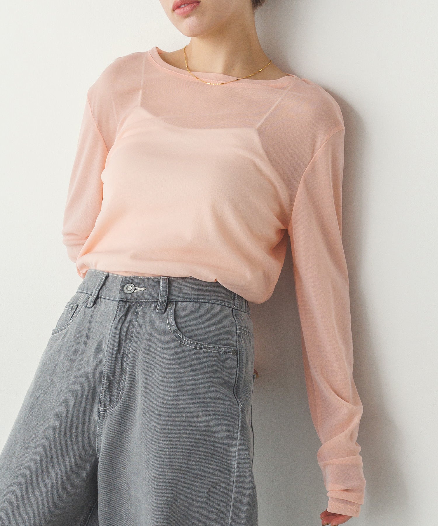 【新色追加】シアークルーネックトップス