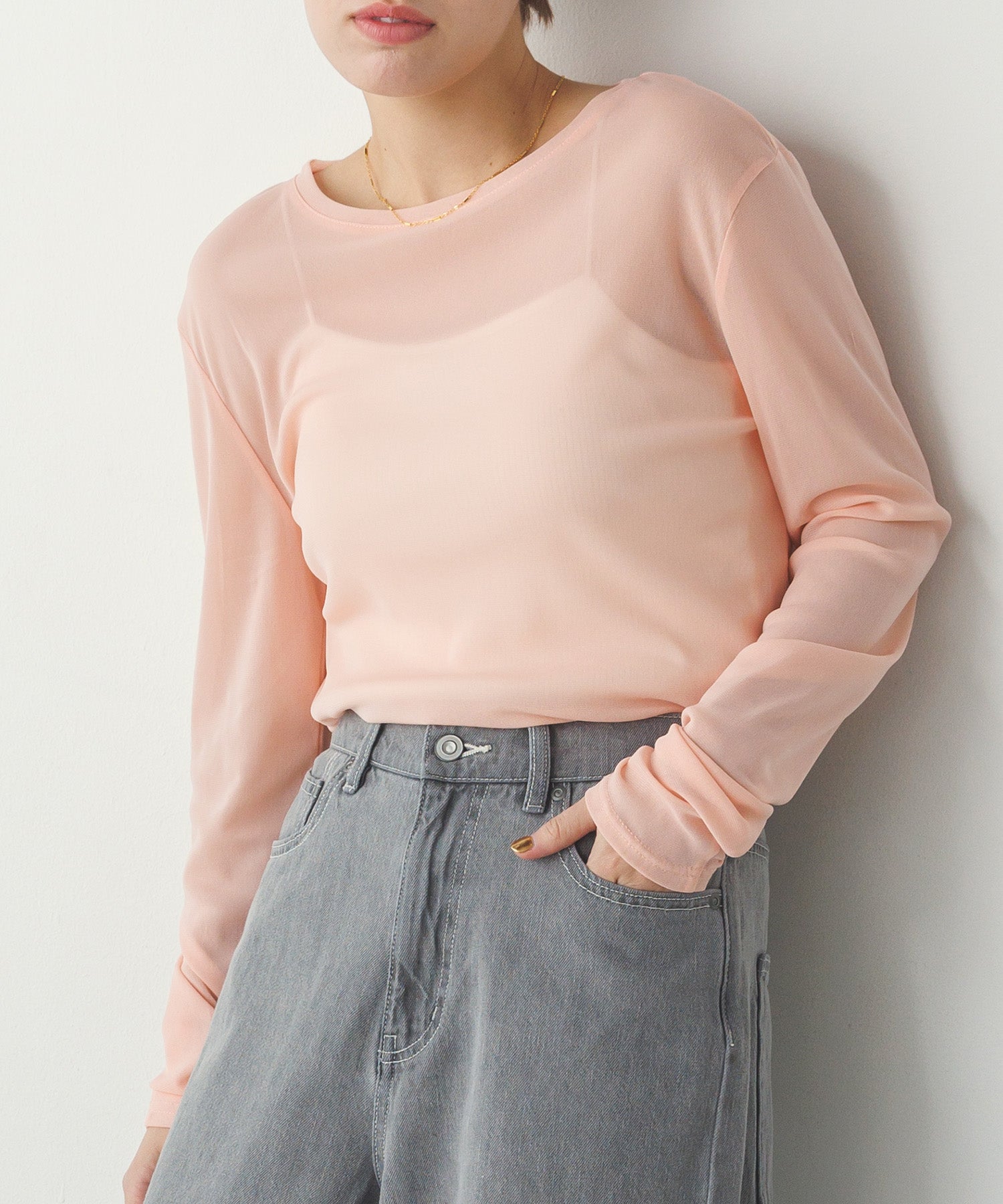 【新色追加】シアークルーネックトップス