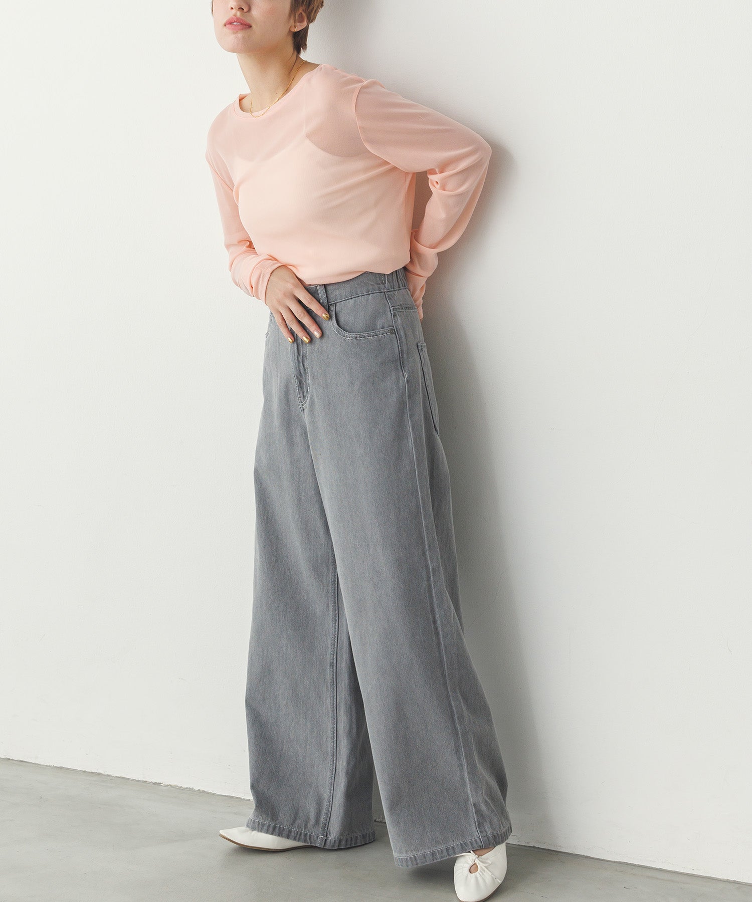 【新色追加】シアークルーネックトップス