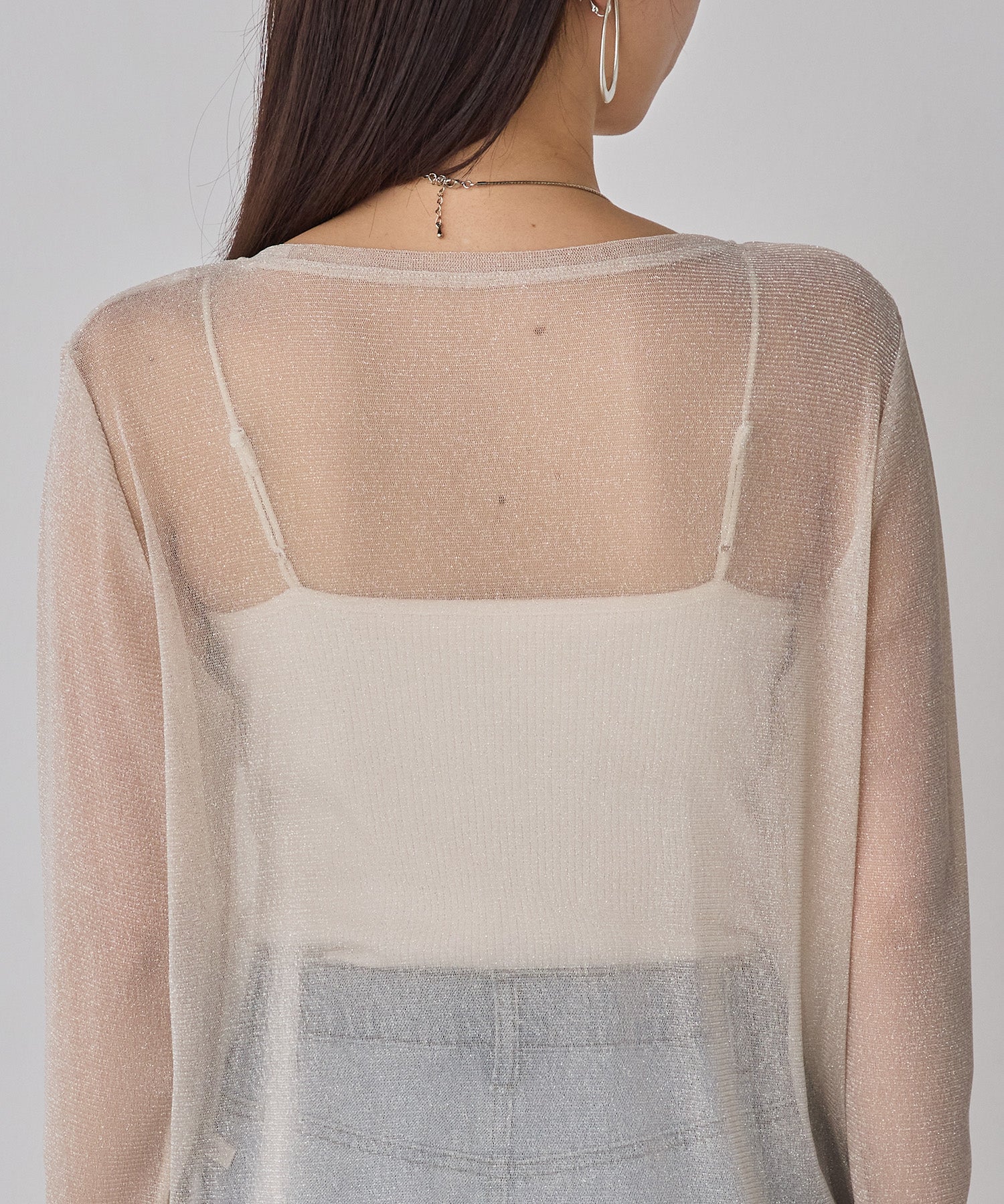 ラメシアークルーネックトップス