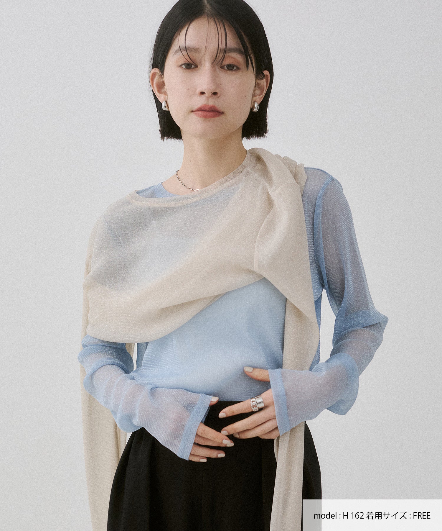 ラメシアークルーネックトップス