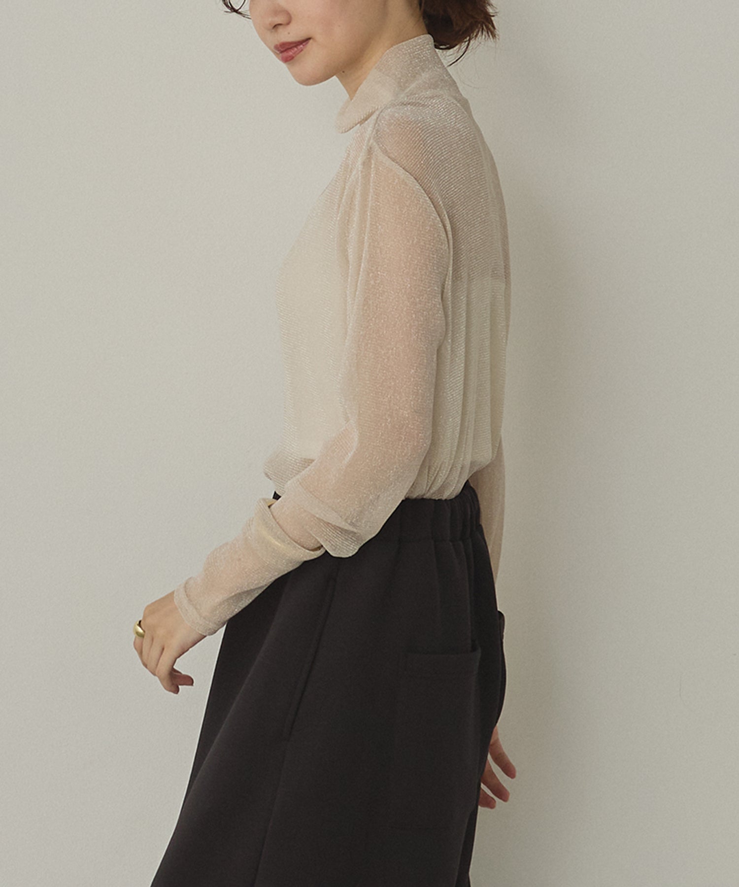 【新色追加】ラメシアー ハイネックトップス