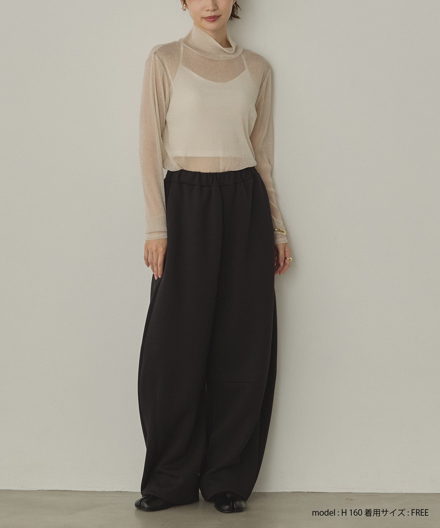 【新色追加】ラメシアー ハイネックトップス