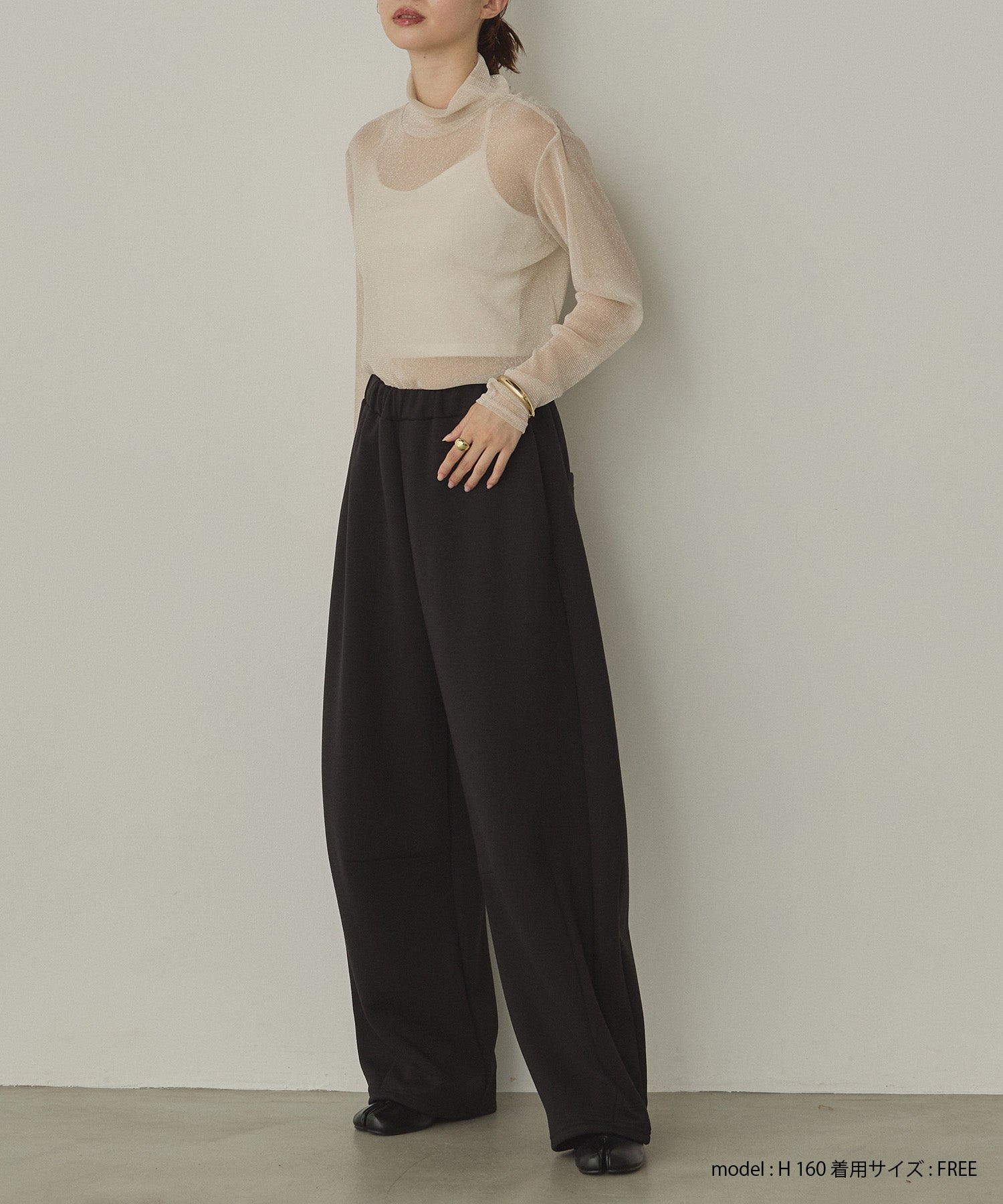 【新色追加】ラメシアー ハイネックトップス