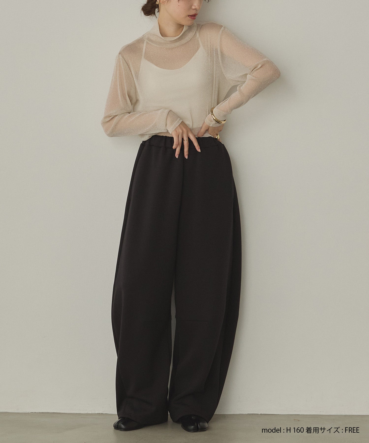 【新色追加】ラメシアー ハイネックトップス